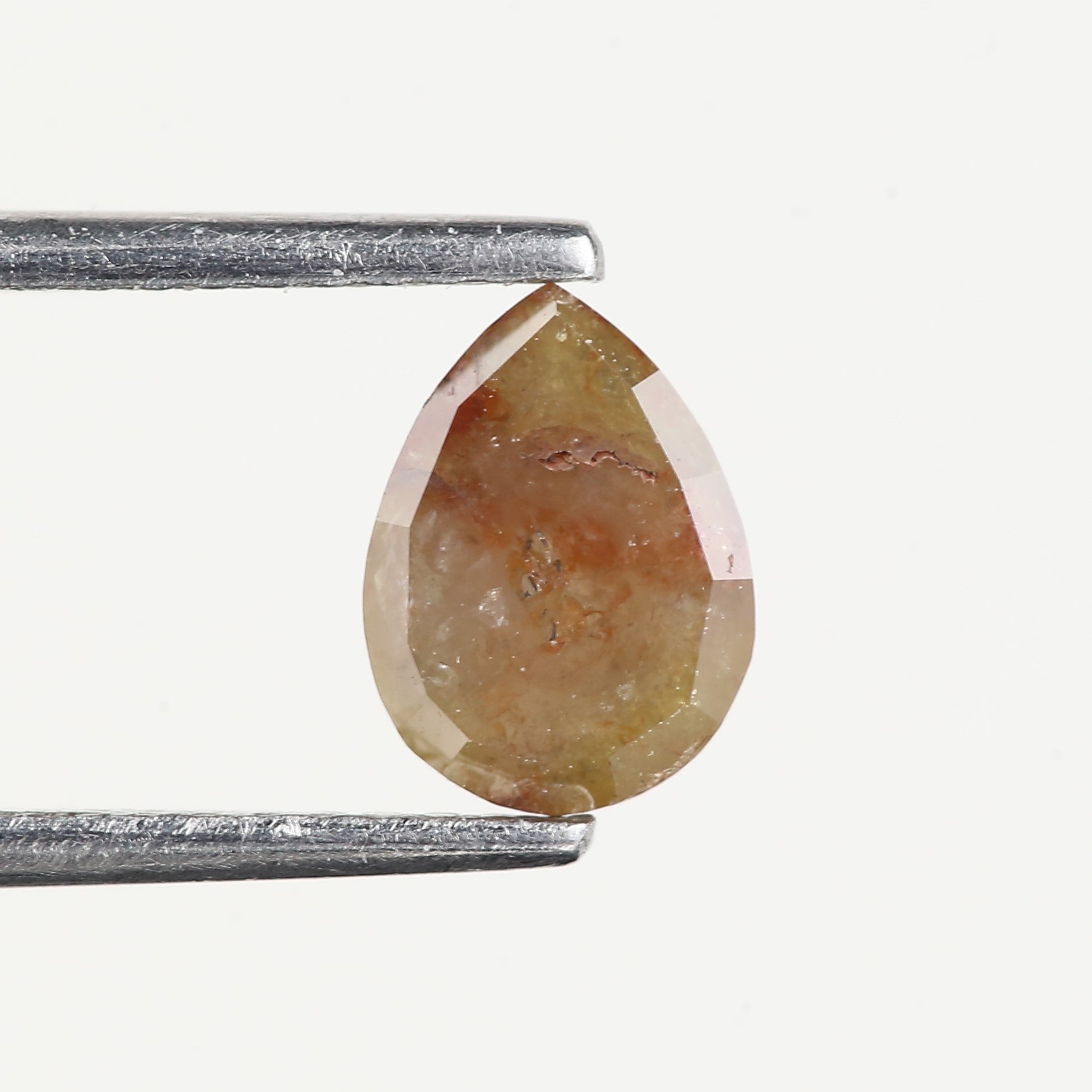 0.86 Ct Natural Pear Orange Yellow Salt and Pepper Diamond 7.4 MM