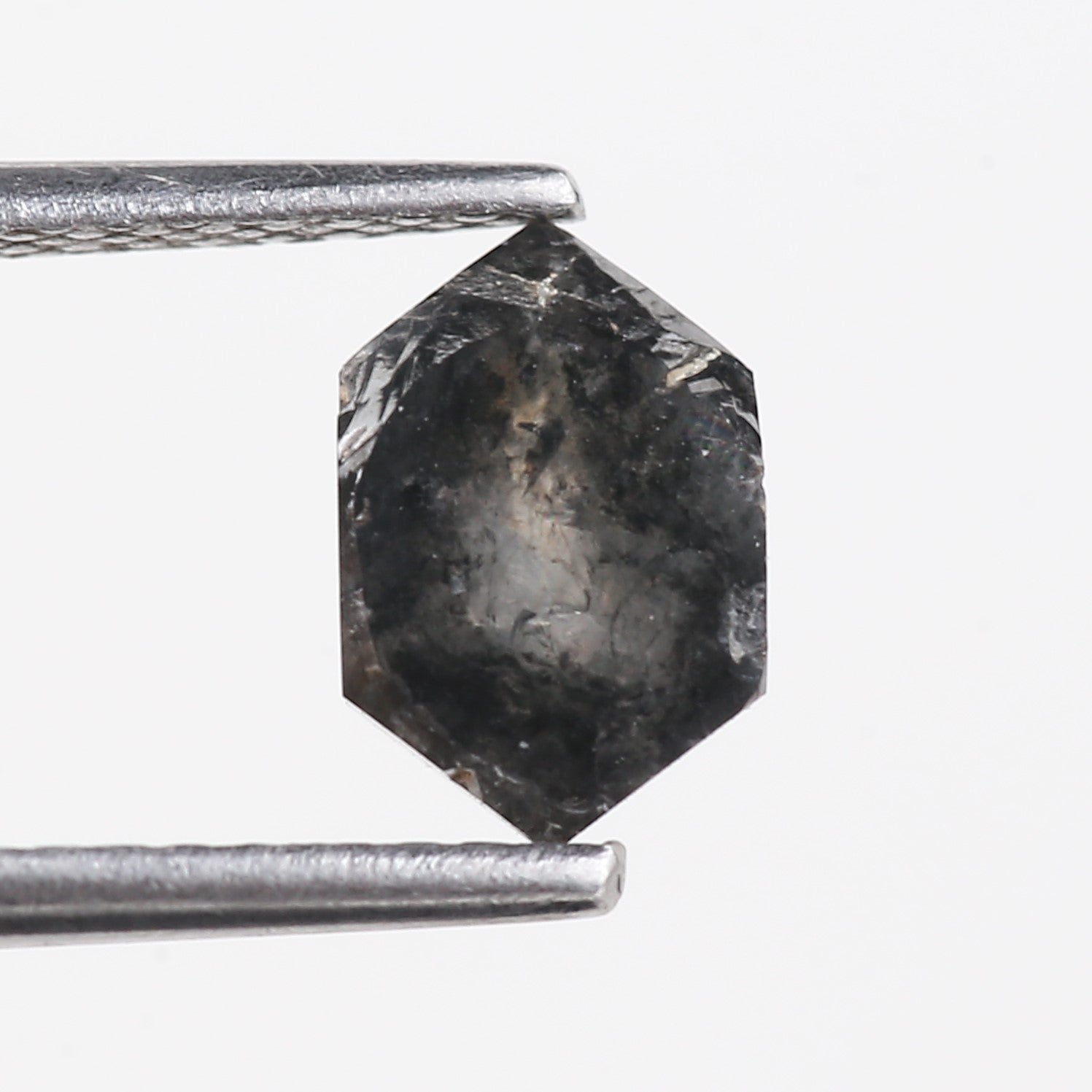 1.53 Carat Natural Salt And Pepper Hex Cut Diamond 7.86 MM