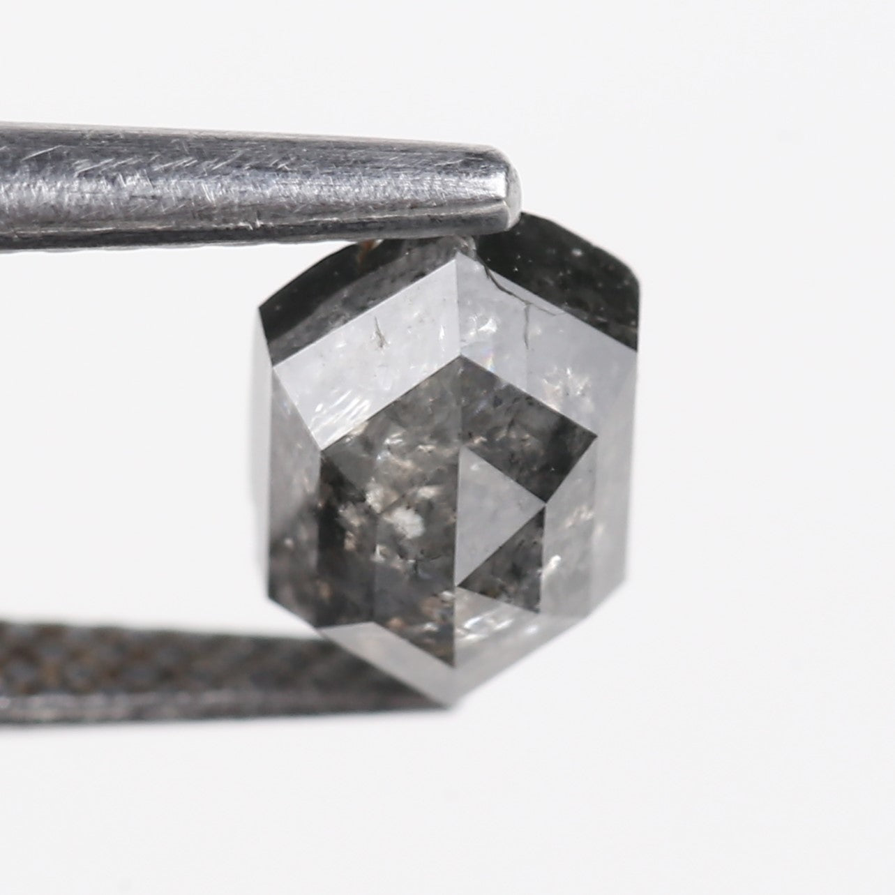 1.53 Carat Natural Salt And Pepper Hex Cut Diamond 7.86 MM