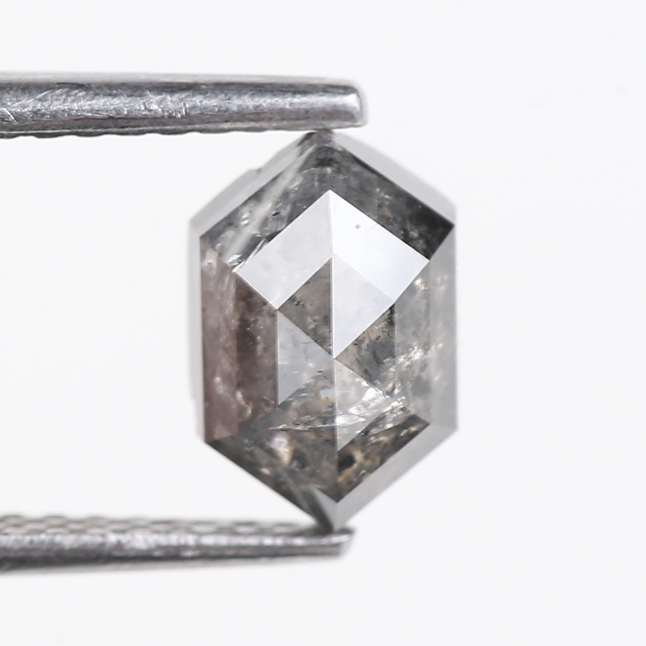 1.53 Carat Natural Salt And Pepper Hex Cut Diamond 7.86 MM