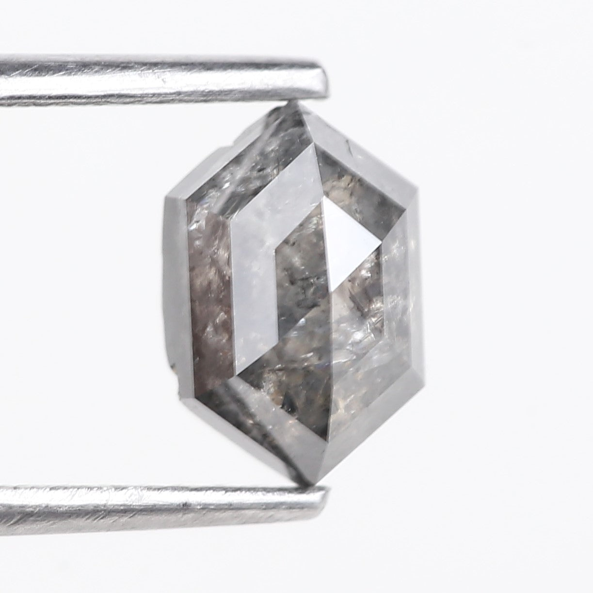 1.53 Carat Natural Salt And Pepper Hex Cut Diamond 7.86 MM