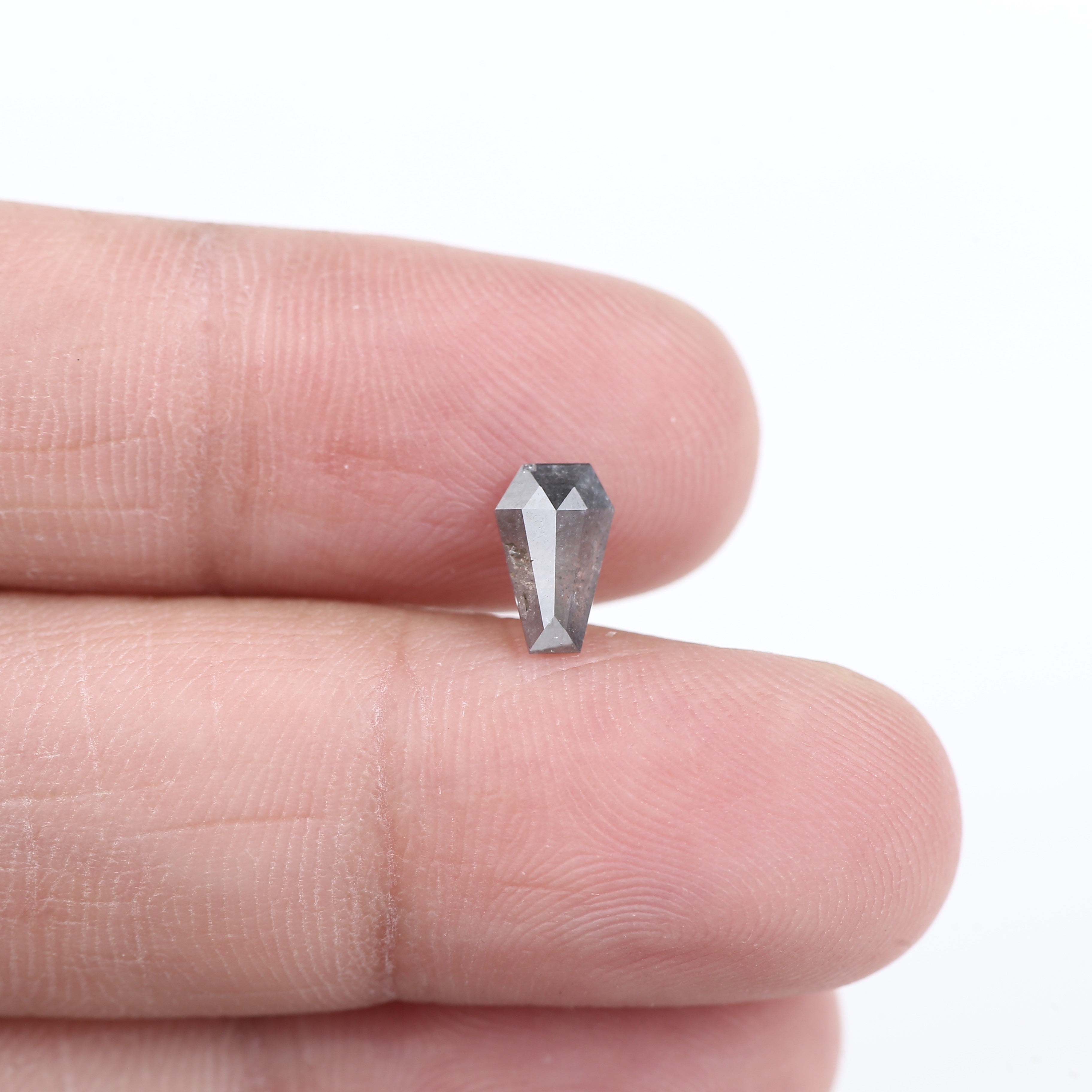 0.68 Carat Natural Salt And Pepper Grey Coffin Cut Loose Diamond 7.73 MM