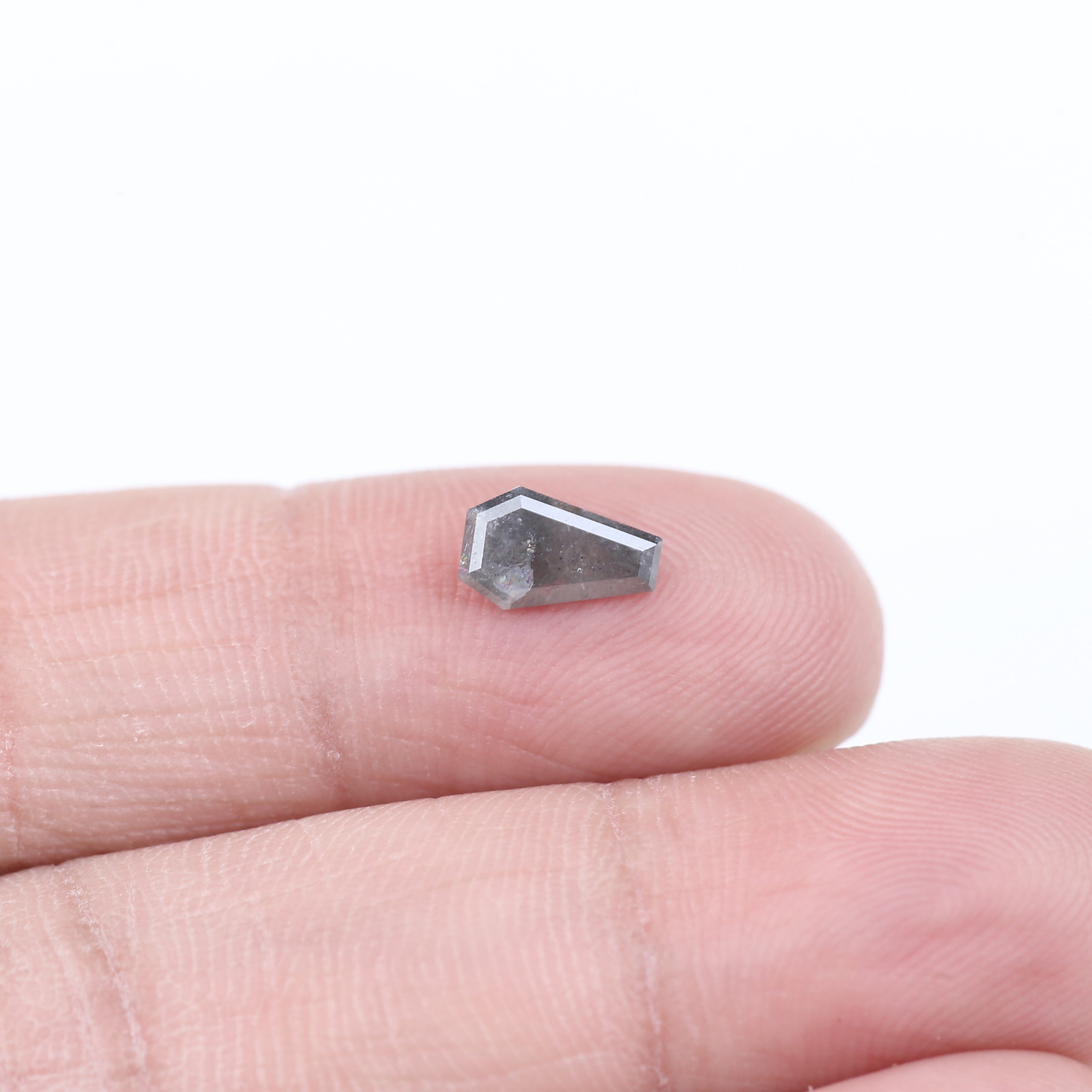 0.68 Carat Natural Salt And Pepper Grey Coffin Cut Loose Diamond 7.73 MM