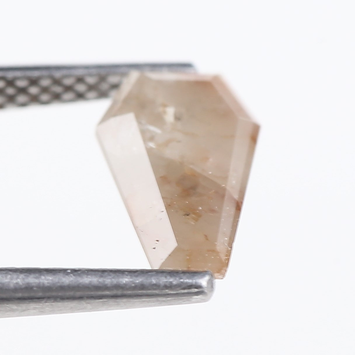 1.12 Carat Natural Salt And Pepper Light Peach Coffin Cut Diamond 9.09 MM