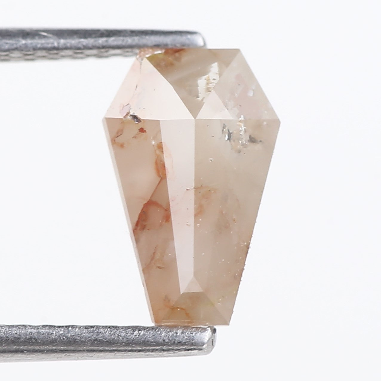 1.12 Carat Natural Salt And Pepper Light Peach Coffin Cut Diamond 9.09 MM