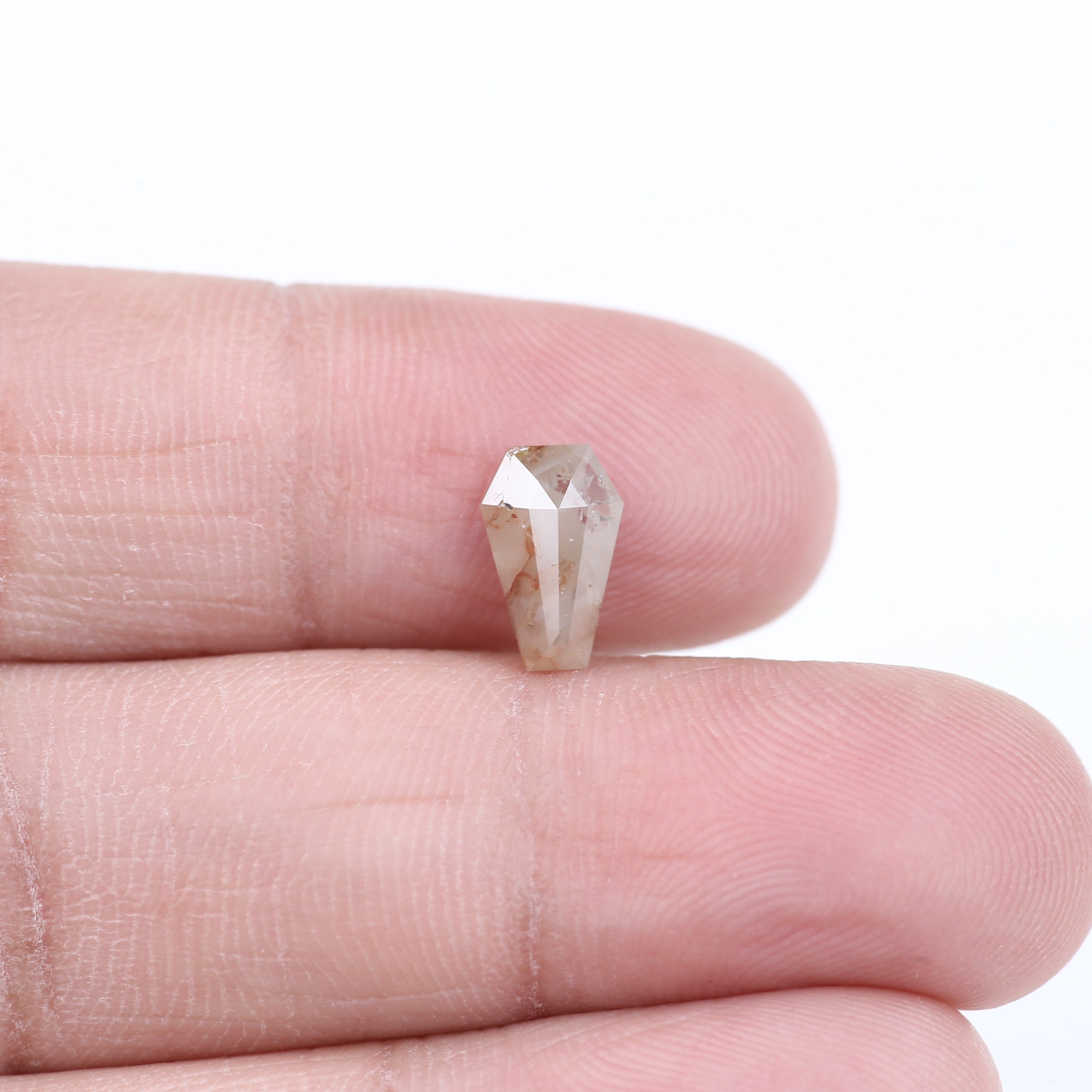 1.12 Carat Natural Salt And Pepper Light Peach Coffin Cut Diamond 9.09 MM