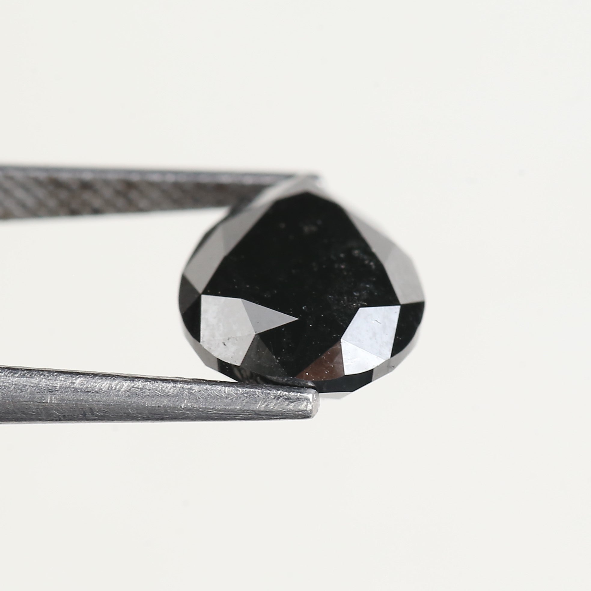 3.71 Carat Natural Pear Salt Pepper Black Diamond 11 MM