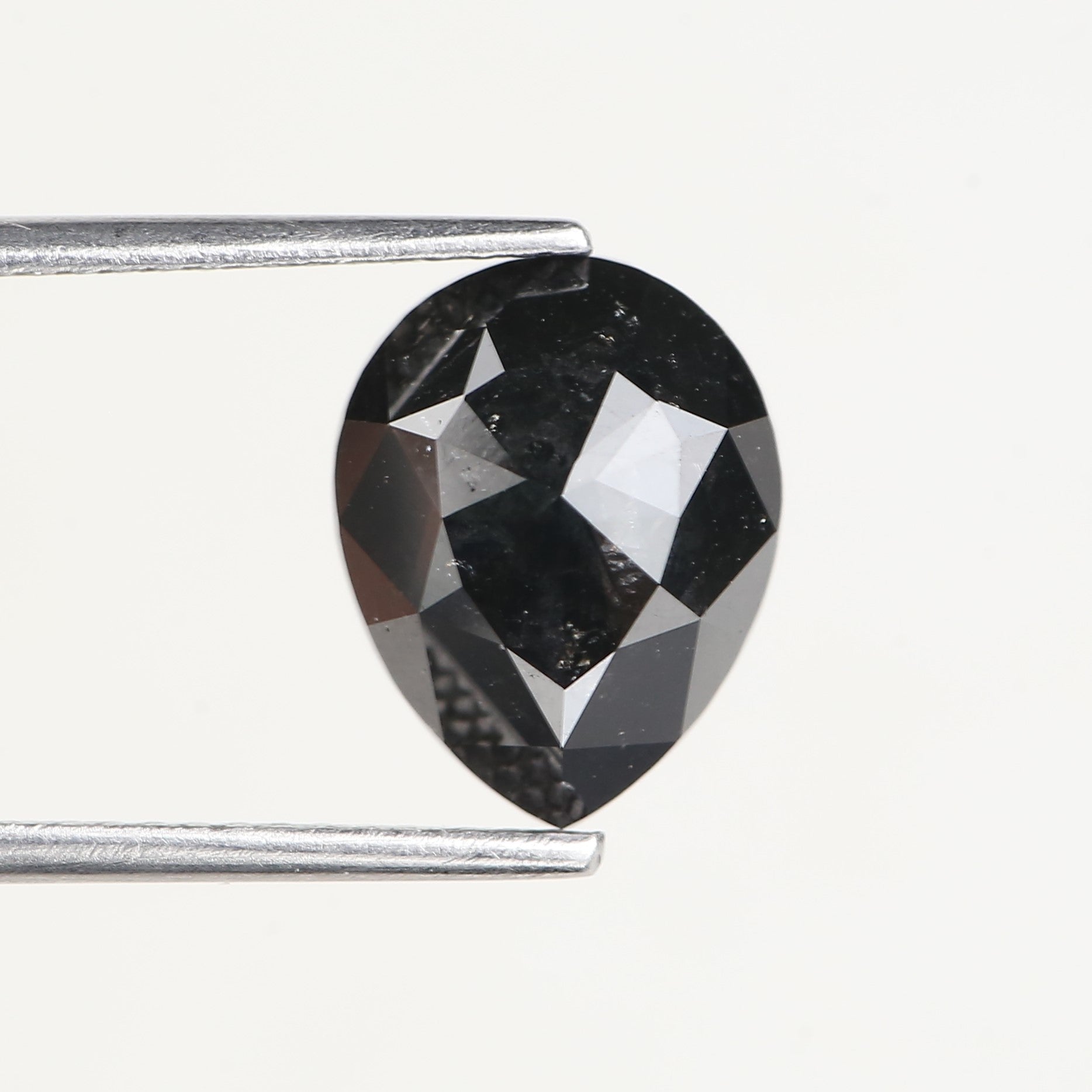 3.71 Carat Natural Pear Salt Pepper Black Diamond 11 MM