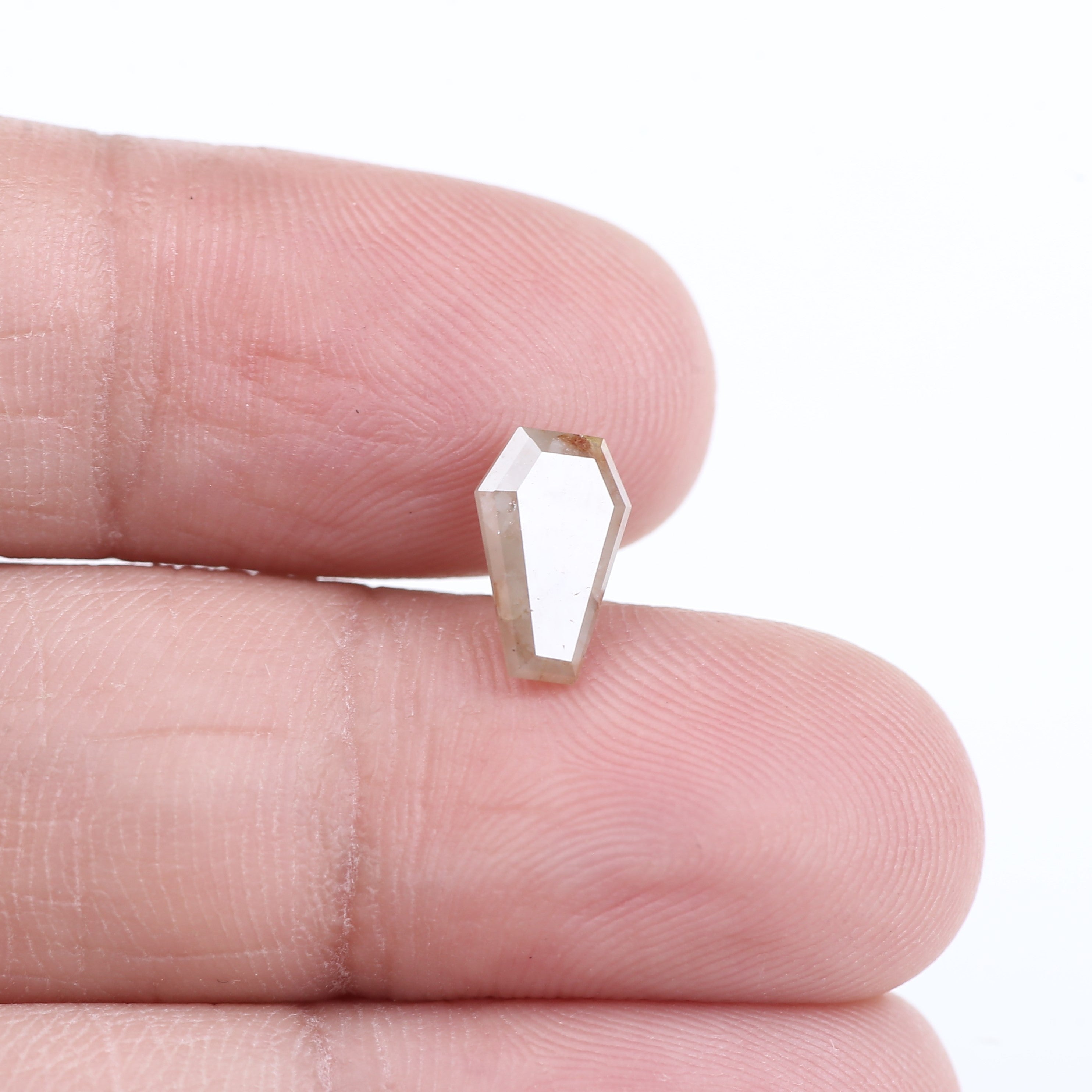 1.12 Carat Natural Salt And Pepper Light Peach Coffin Cut Diamond 9.09 MM