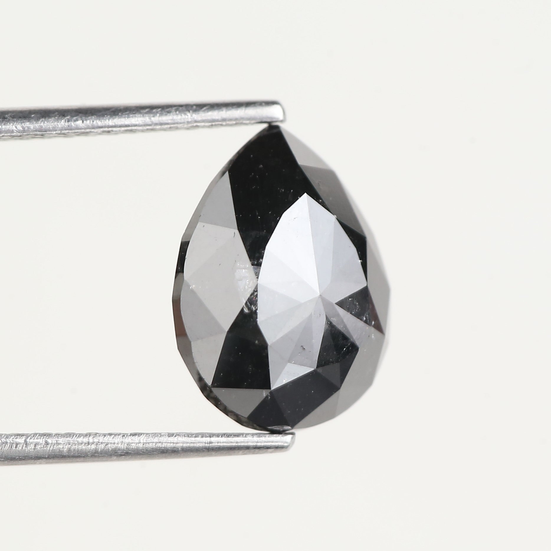 3.71 Carat Natural Pear Salt Pepper Black Diamond 11 MM
