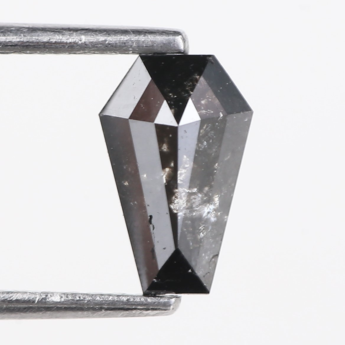 0.71 Carat Natural Black Grey Coffin Cut Salt And Pepper Diamond 8.15 MM