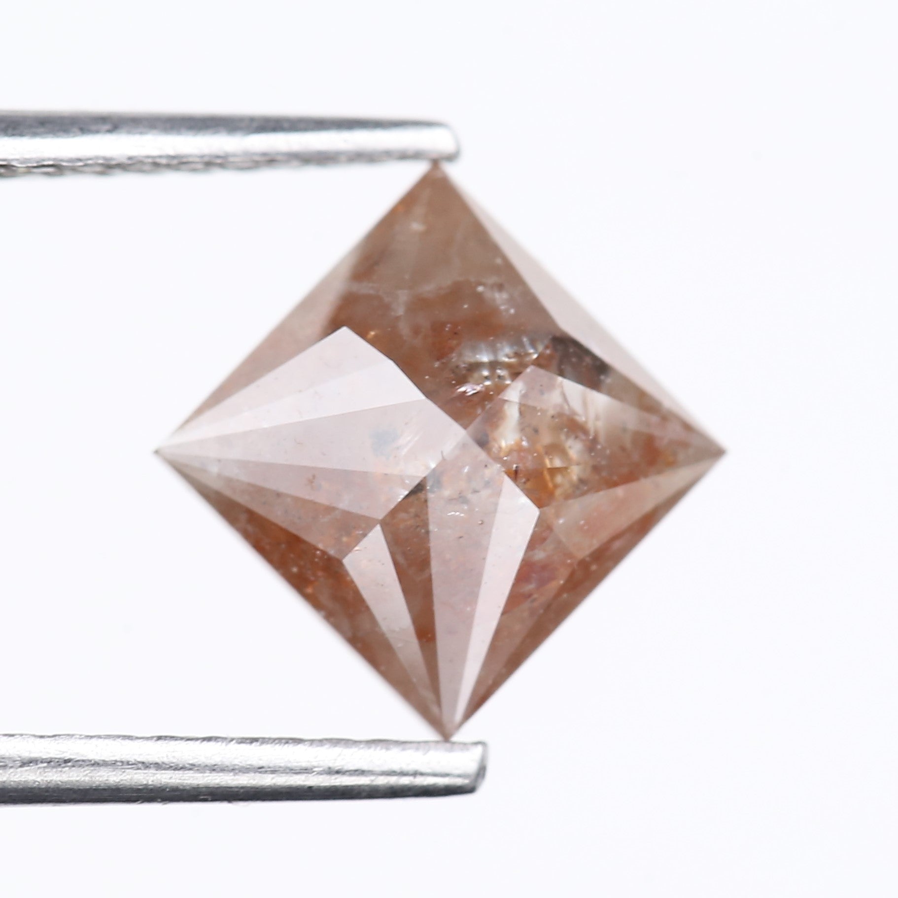 2.14 Carat Natural Peach Orange Princess Cut Salt Pepper Diamond 6.70 MM
