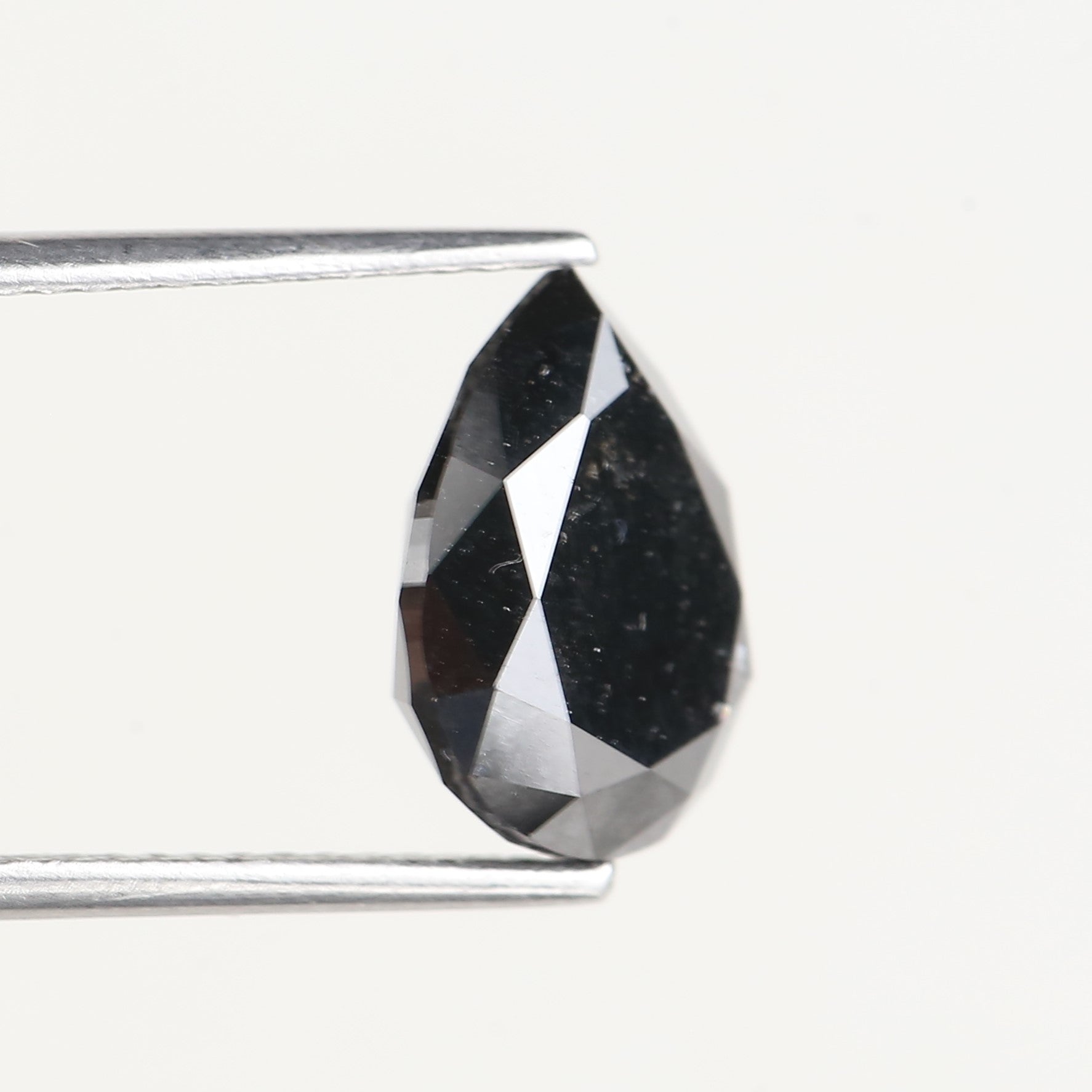 3.71 Carat Natural Pear Salt Pepper Black Diamond 11 MM