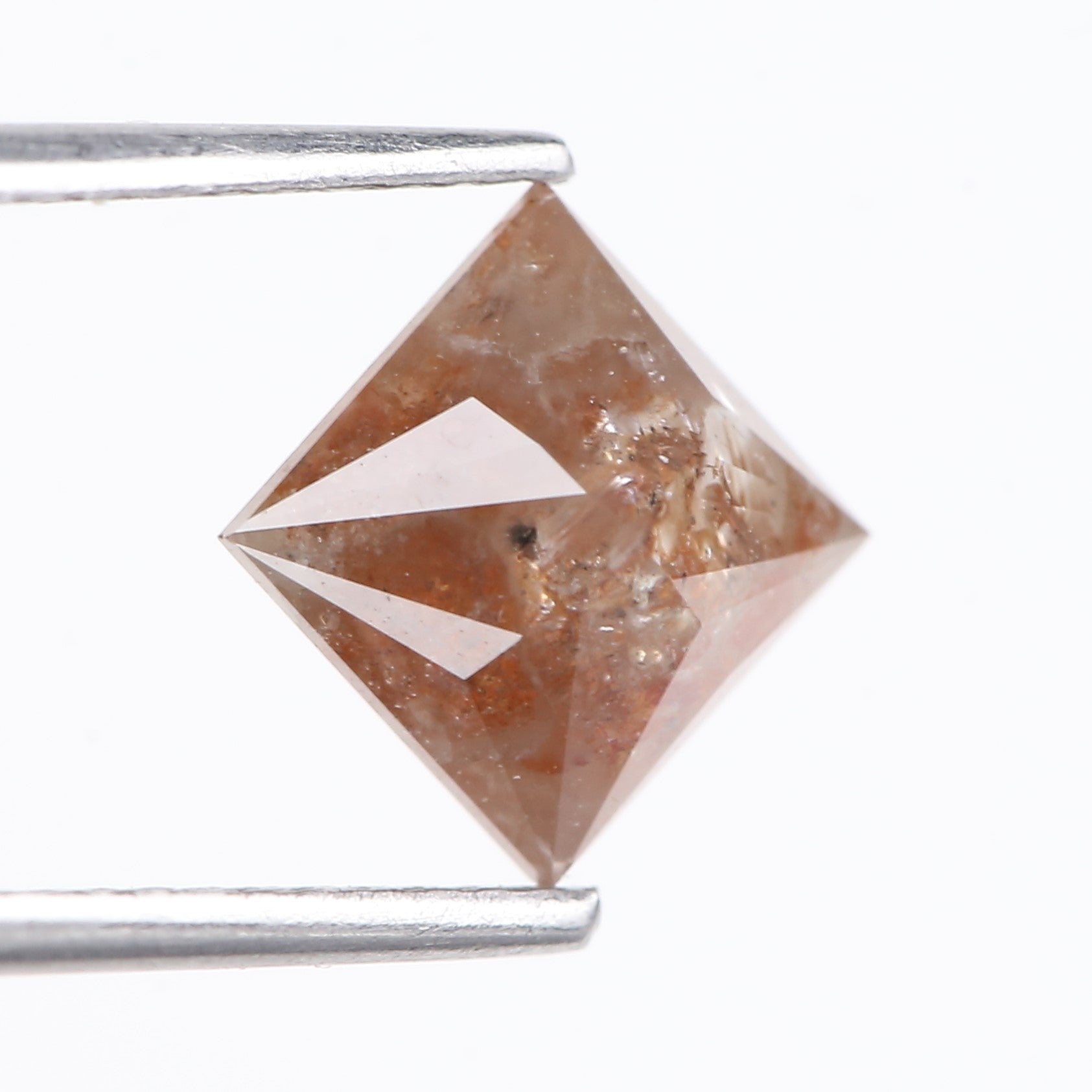 2.14 Carat Natural Peach Orange Princess Cut Salt Pepper Diamond 6.70 MM