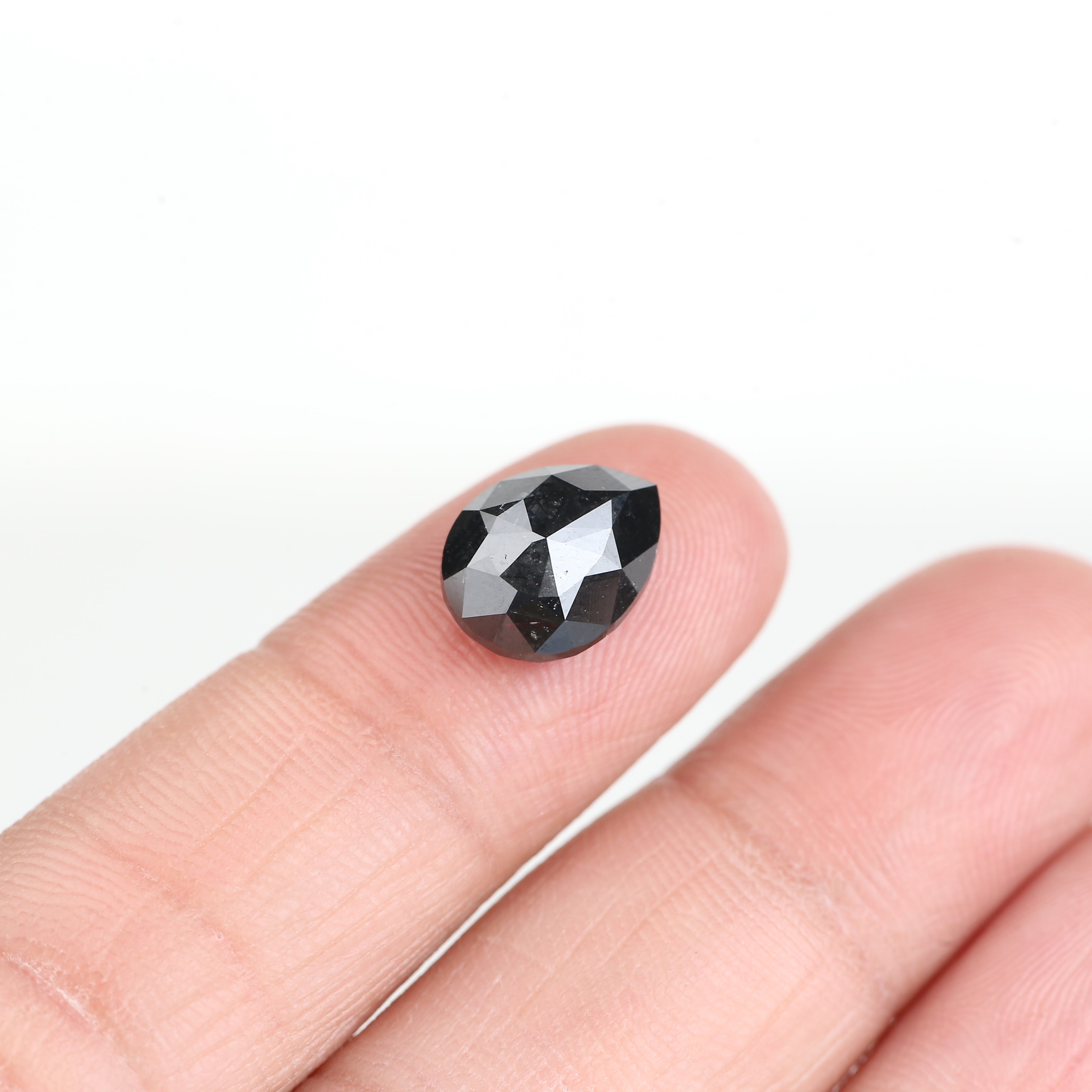 3.71 Carat Natural Pear Salt Pepper Black Diamond 11 MM
