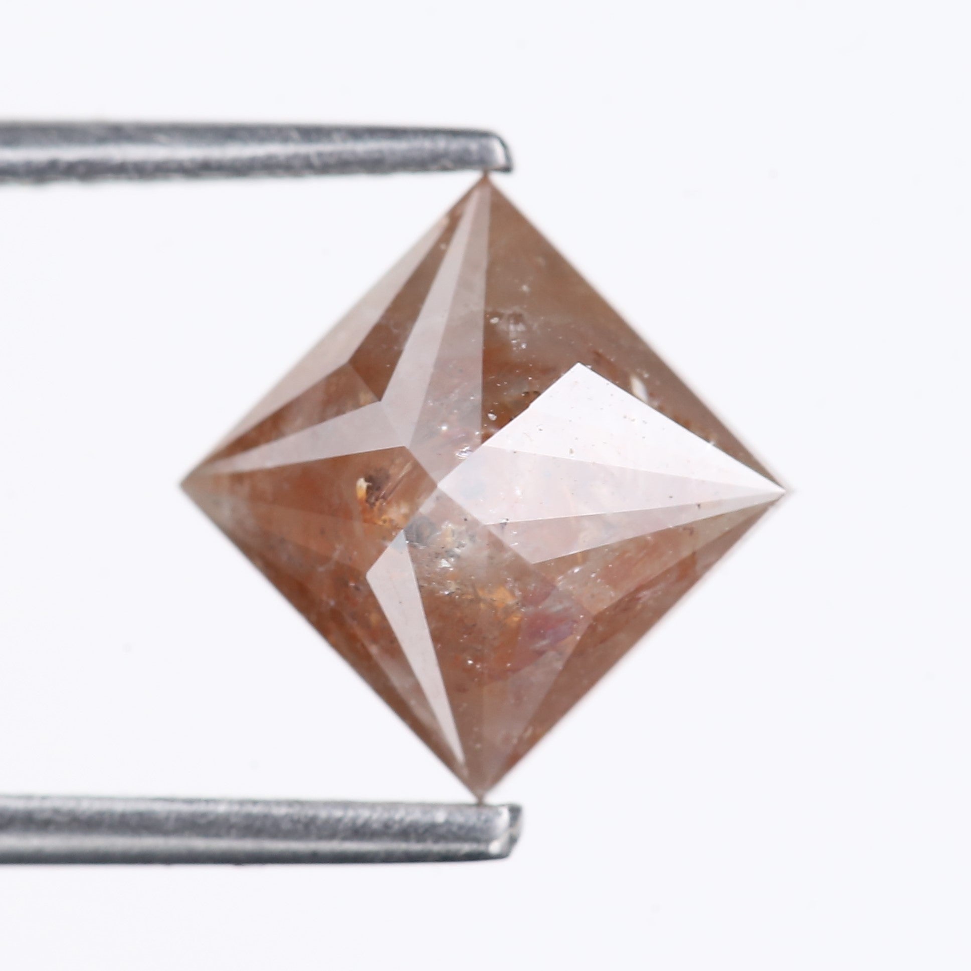 2.14 Carat Natural Peach Orange Princess Cut Salt Pepper Diamond 6.70 MM
