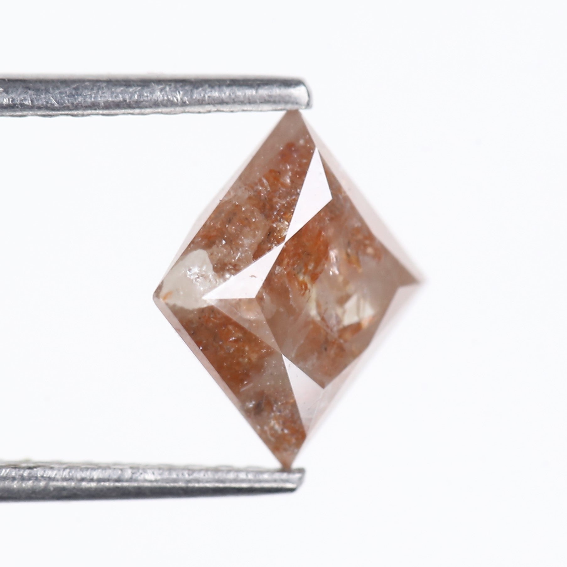 2.14 Carat Natural Peach Orange Princess Cut Salt Pepper Diamond 6.70 MM