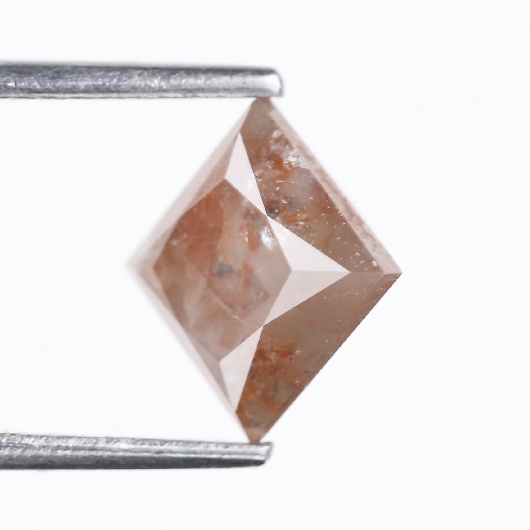 2.14 Carat Natural Peach Orange Princess Cut Salt Pepper Diamond 6.70 MM