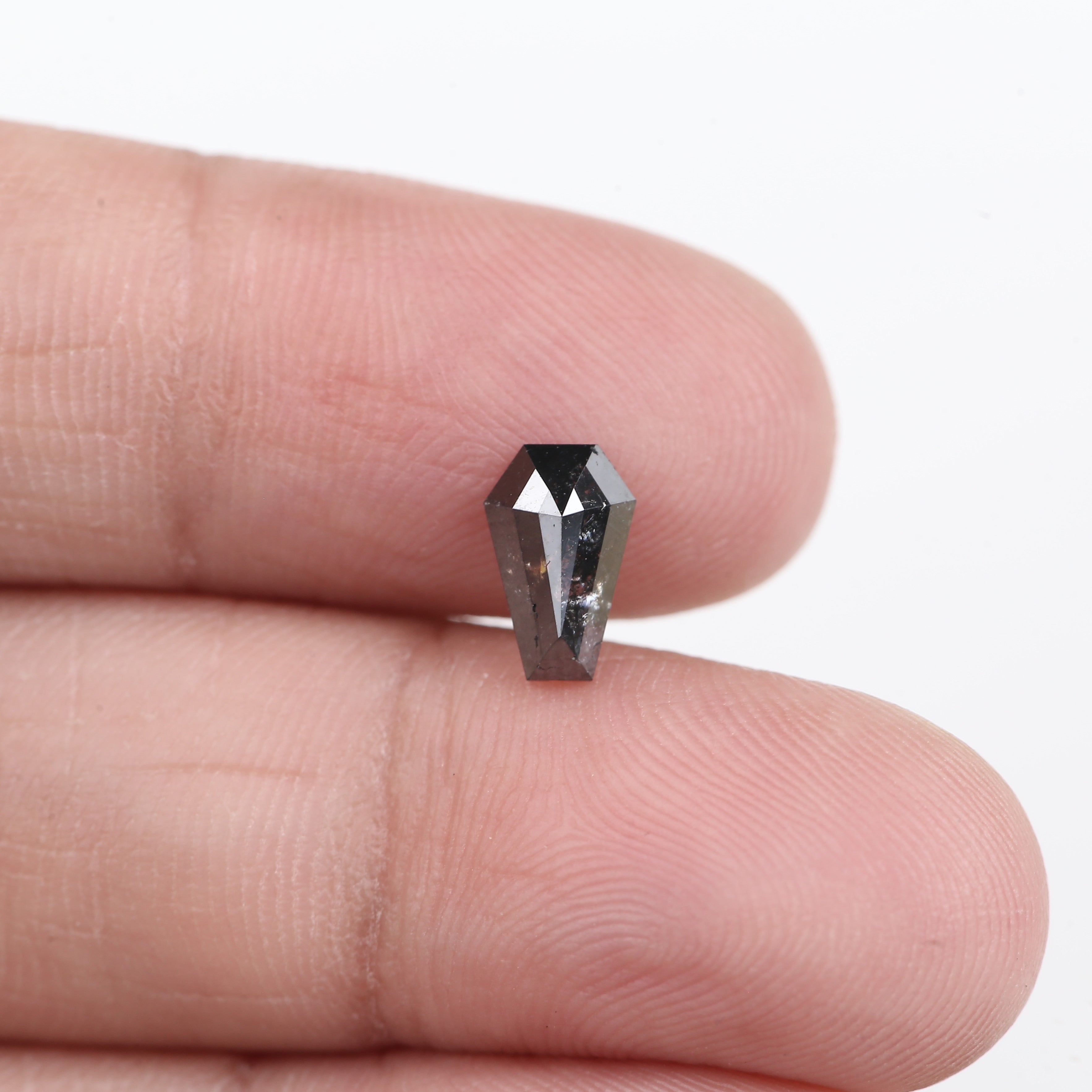 0.71 Carat Natural Black Grey Coffin Cut Salt And Pepper Diamond 8.15 MM