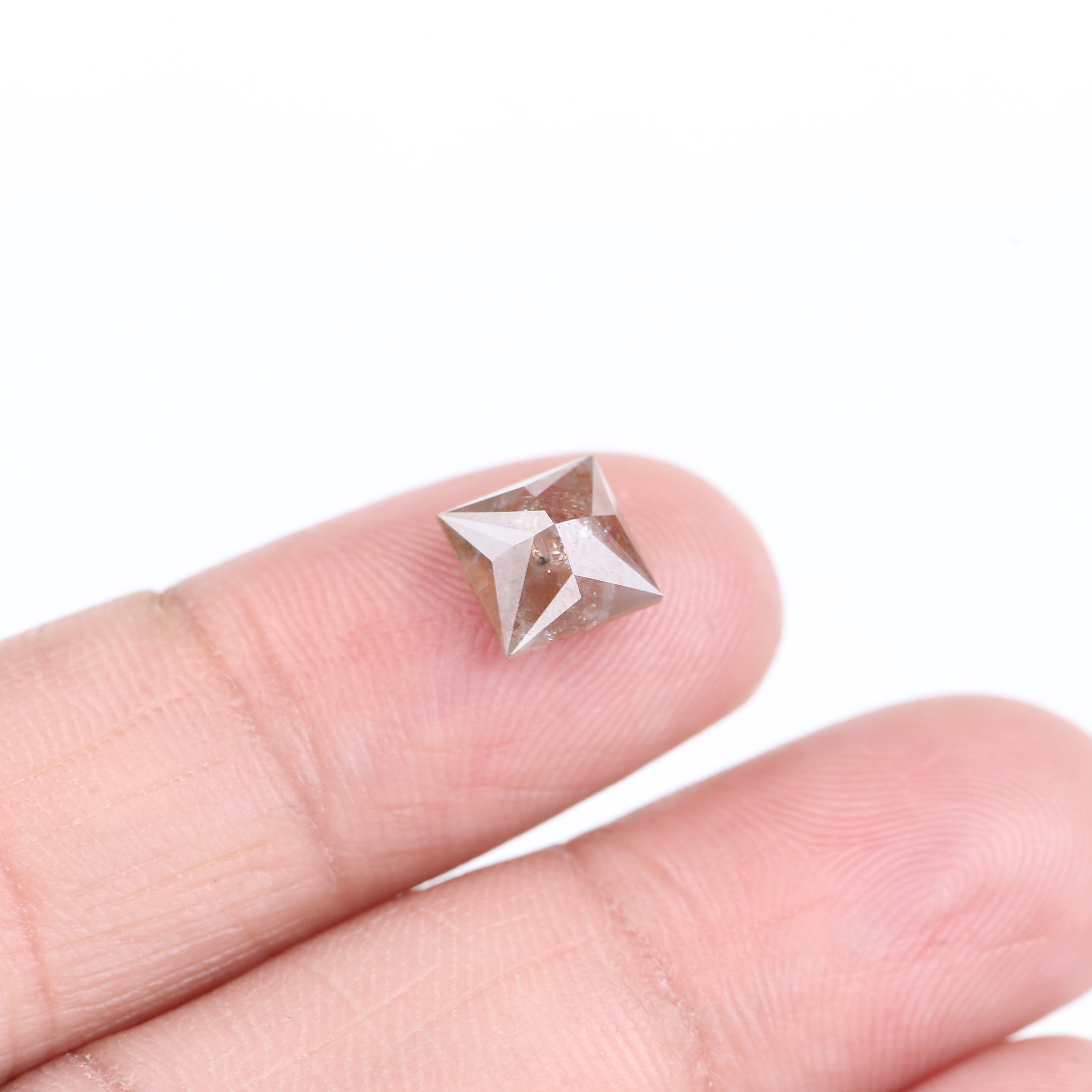 2.14 Carat Natural Peach Orange Princess Cut Salt Pepper Diamond 6.70 MM