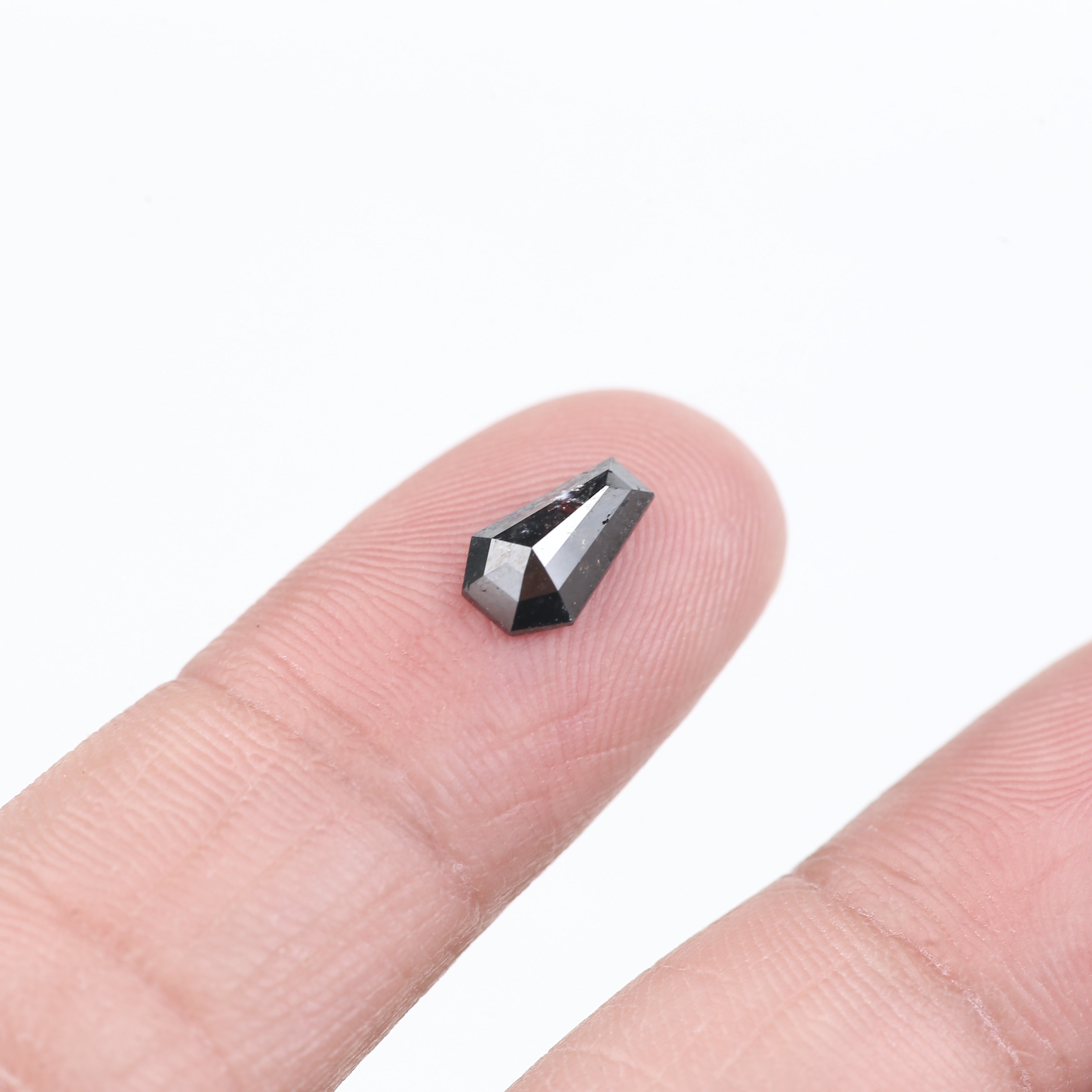 0.71 Carat Natural Black Grey Coffin Cut Salt And Pepper Diamond 8.15 MM