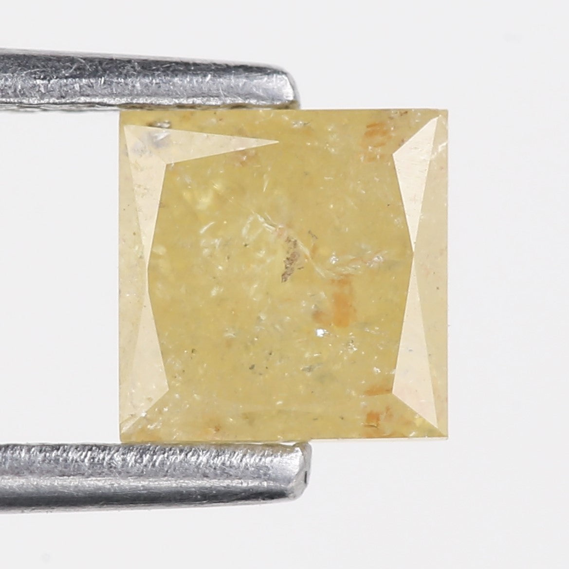 0.90 Carat Natural Salt And Pepper Yellow Princess Cut Diamond 5 MM