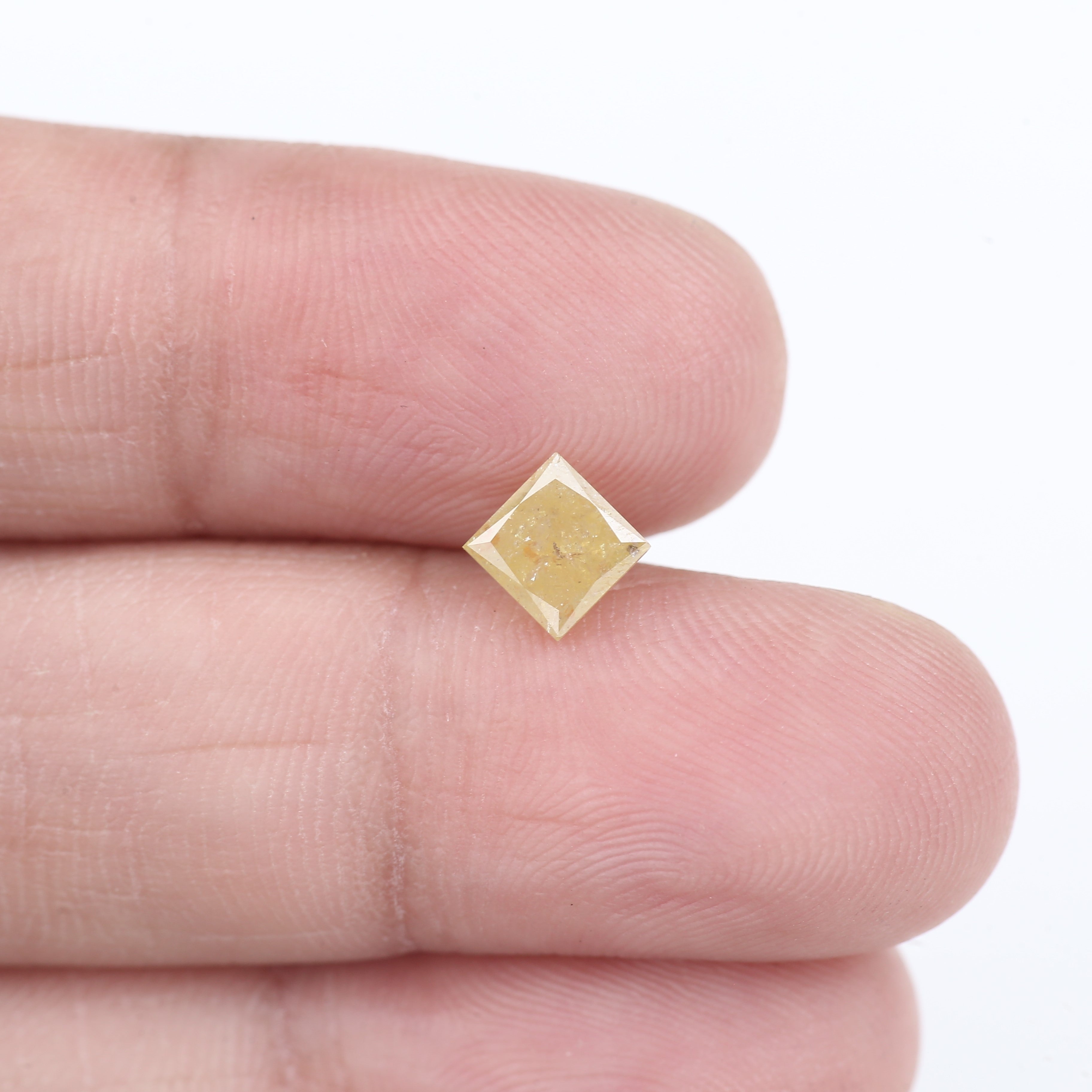 0.90 Carat Natural Salt And Pepper Yellow Princess Cut Diamond 5 MM