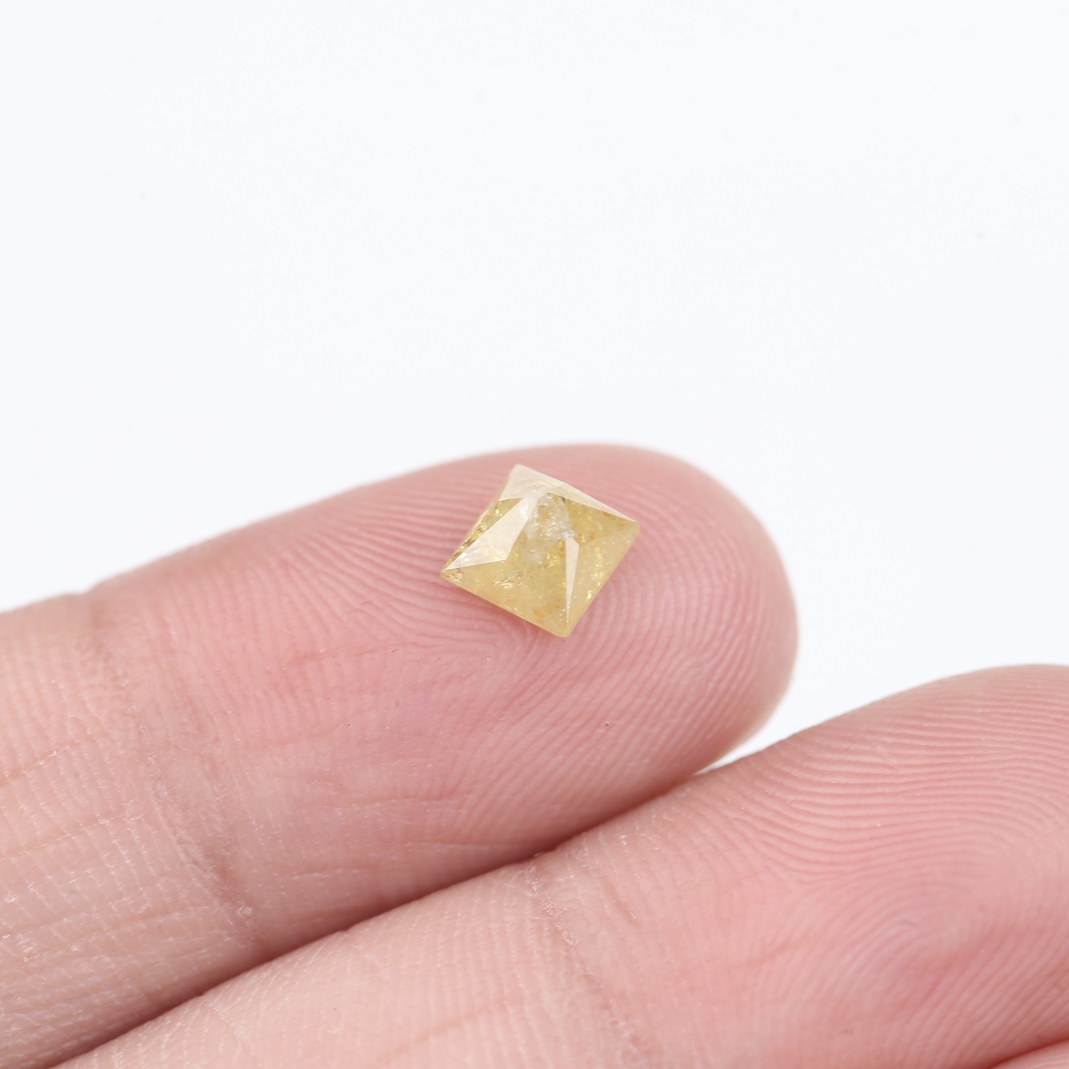 0.90 Carat Natural Salt And Pepper Yellow Princess Cut Diamond 5 MM