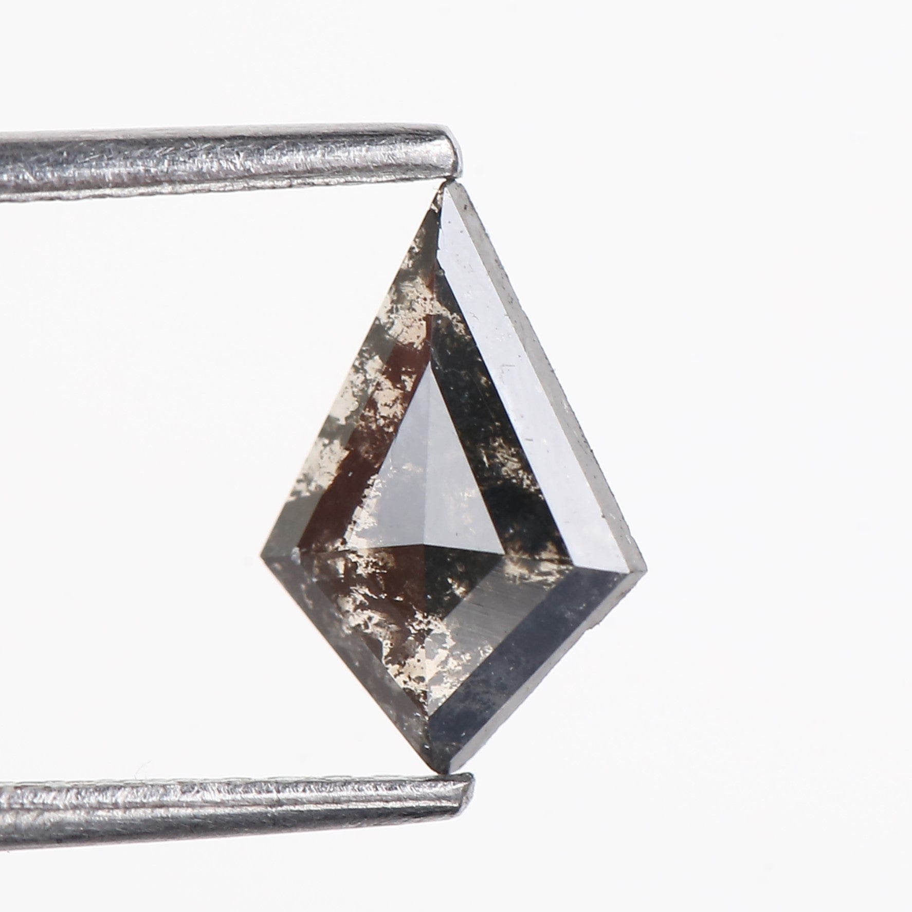 0.60 Carat Natural Black Kite Cut Salt Pepper Diamond 9.27 MM