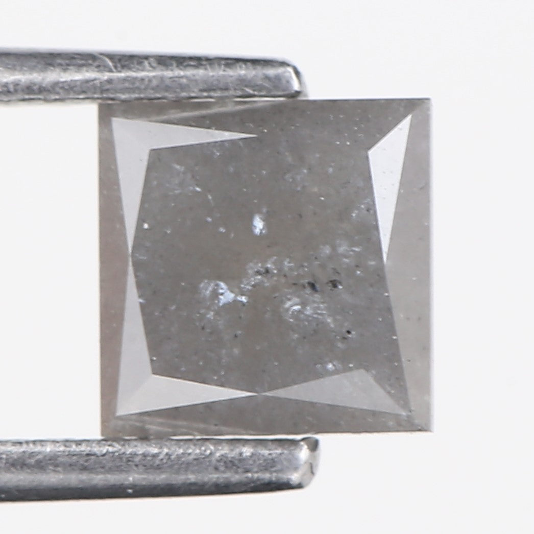 1.17 Carat Natural Grey Princess Cut Loose Salt And Pepper Diamond 5.57 MM