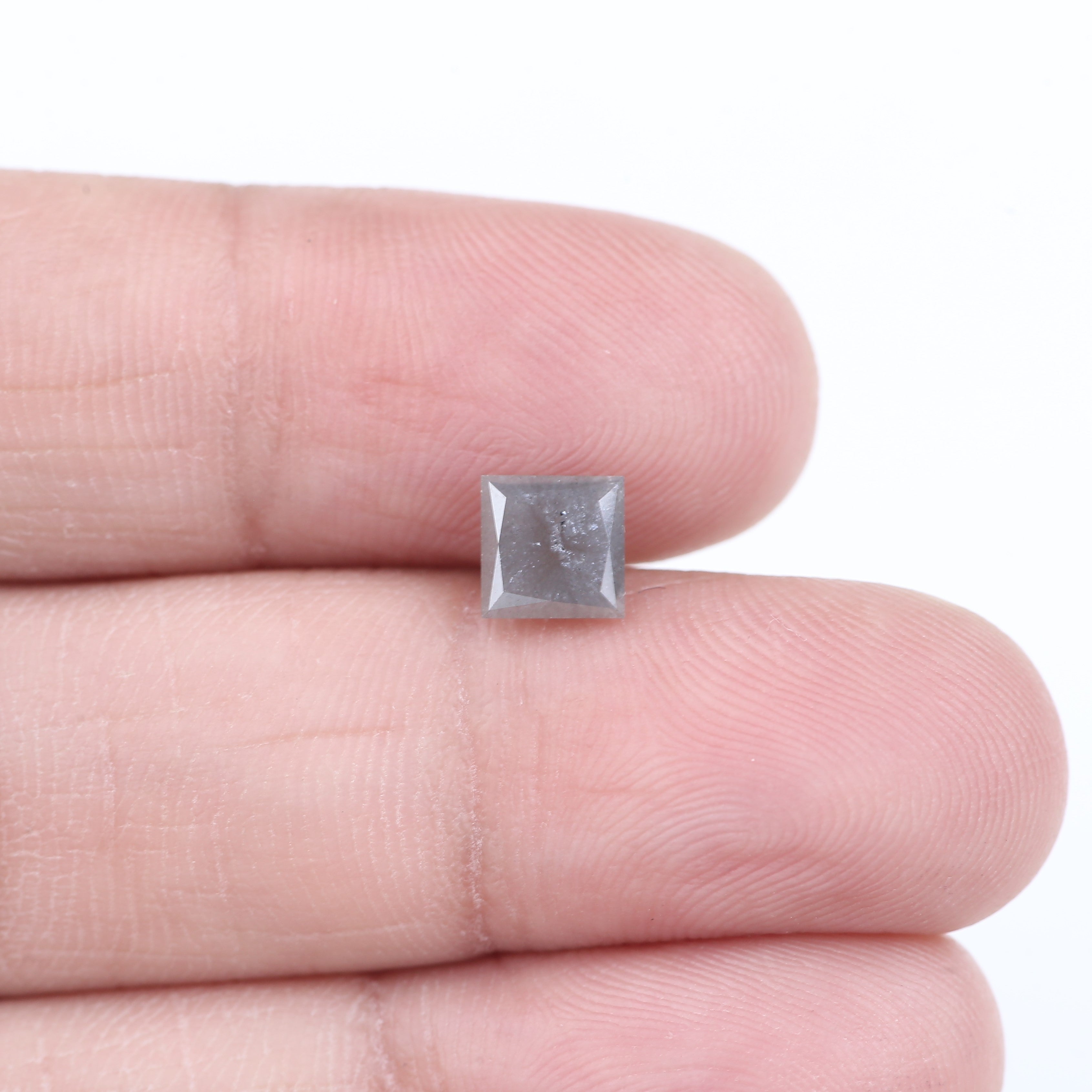 1.17 Carat Natural Grey Princess Cut Loose Salt And Pepper Diamond 5.57 MM