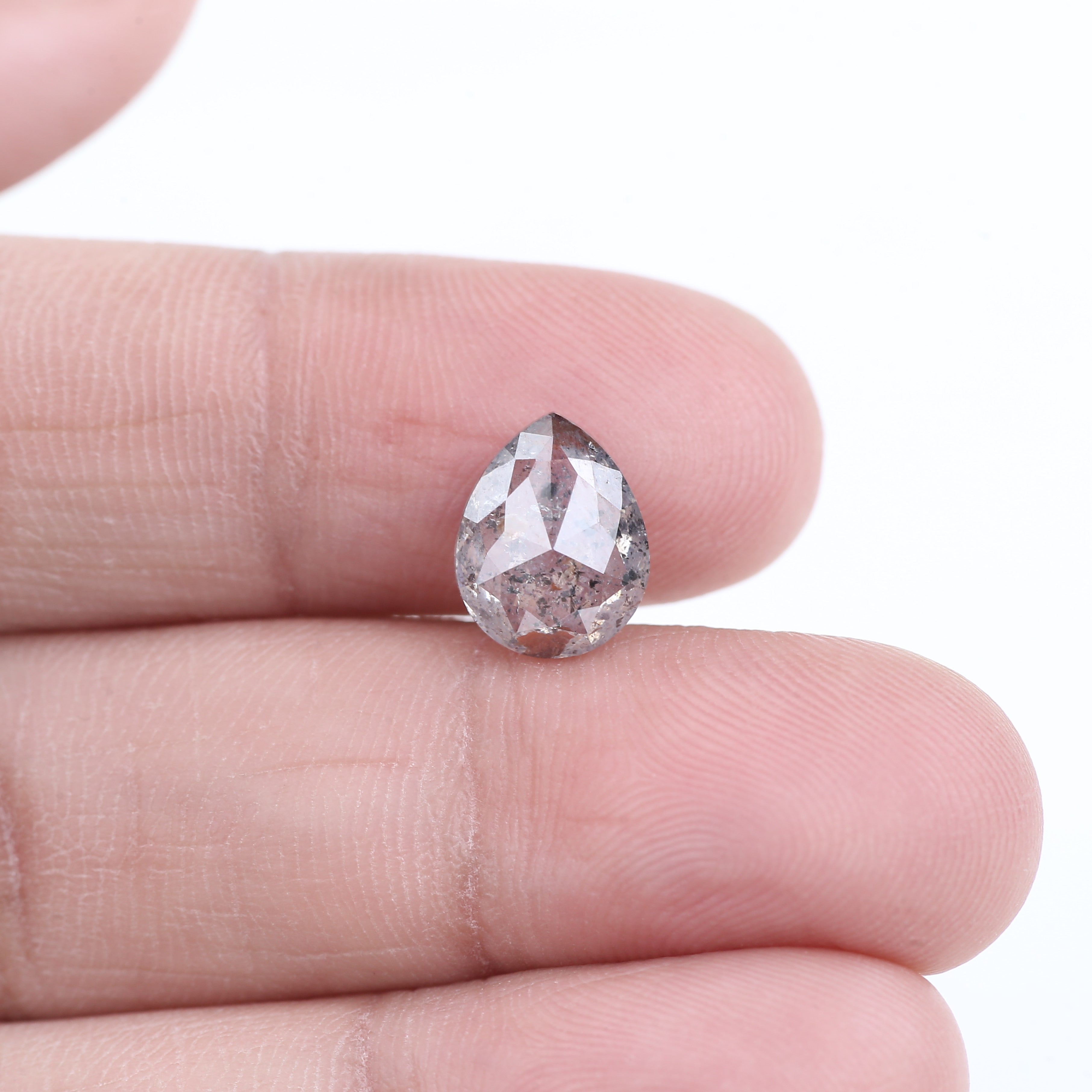 2.68 Carat Natural Salt And Pepper Grey Red Pear Cut Diamond 10.07 MM