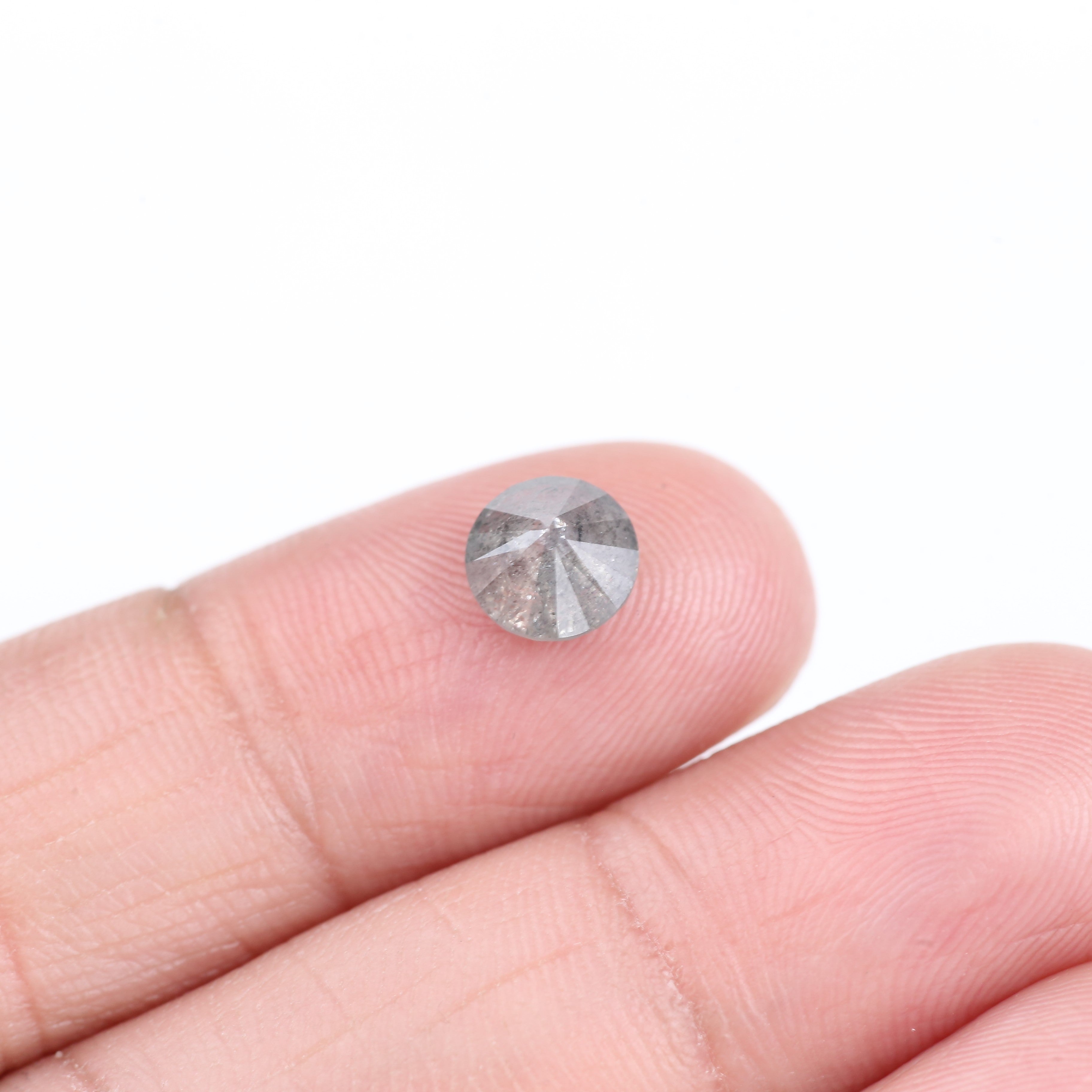 1.37 Carat Natural Gray Round Salt And Pepper Diamond 6.60 MM