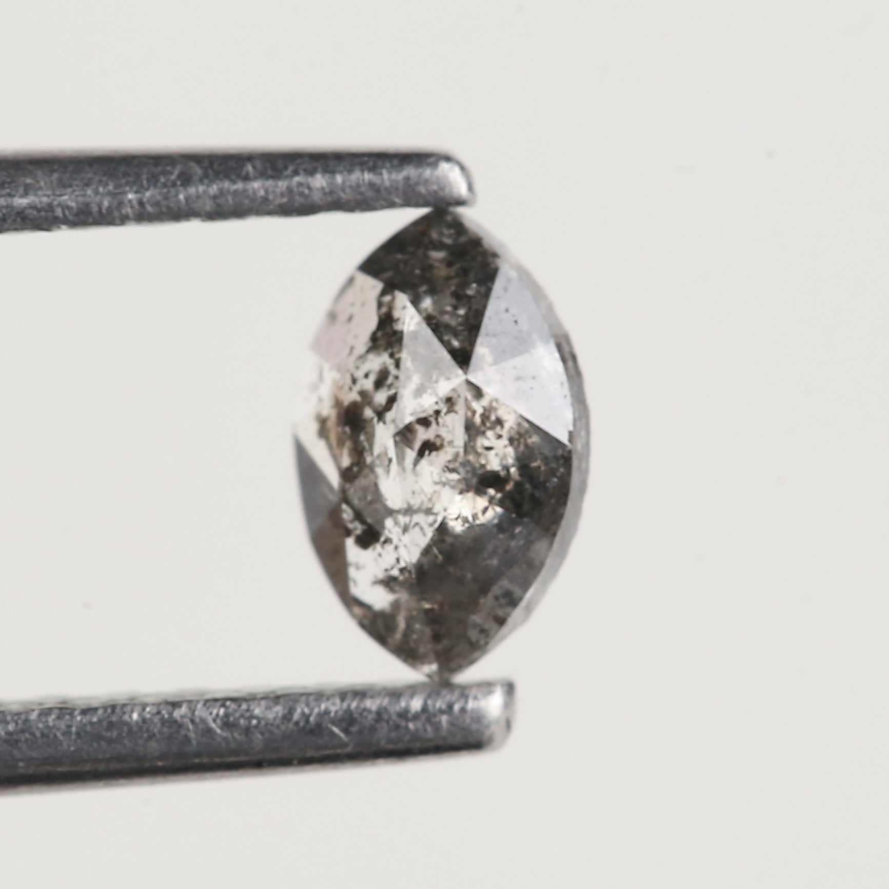 0.27 Carat Marquise Gray Rose Cut Salt and Pepper Diamond 5.50 MM