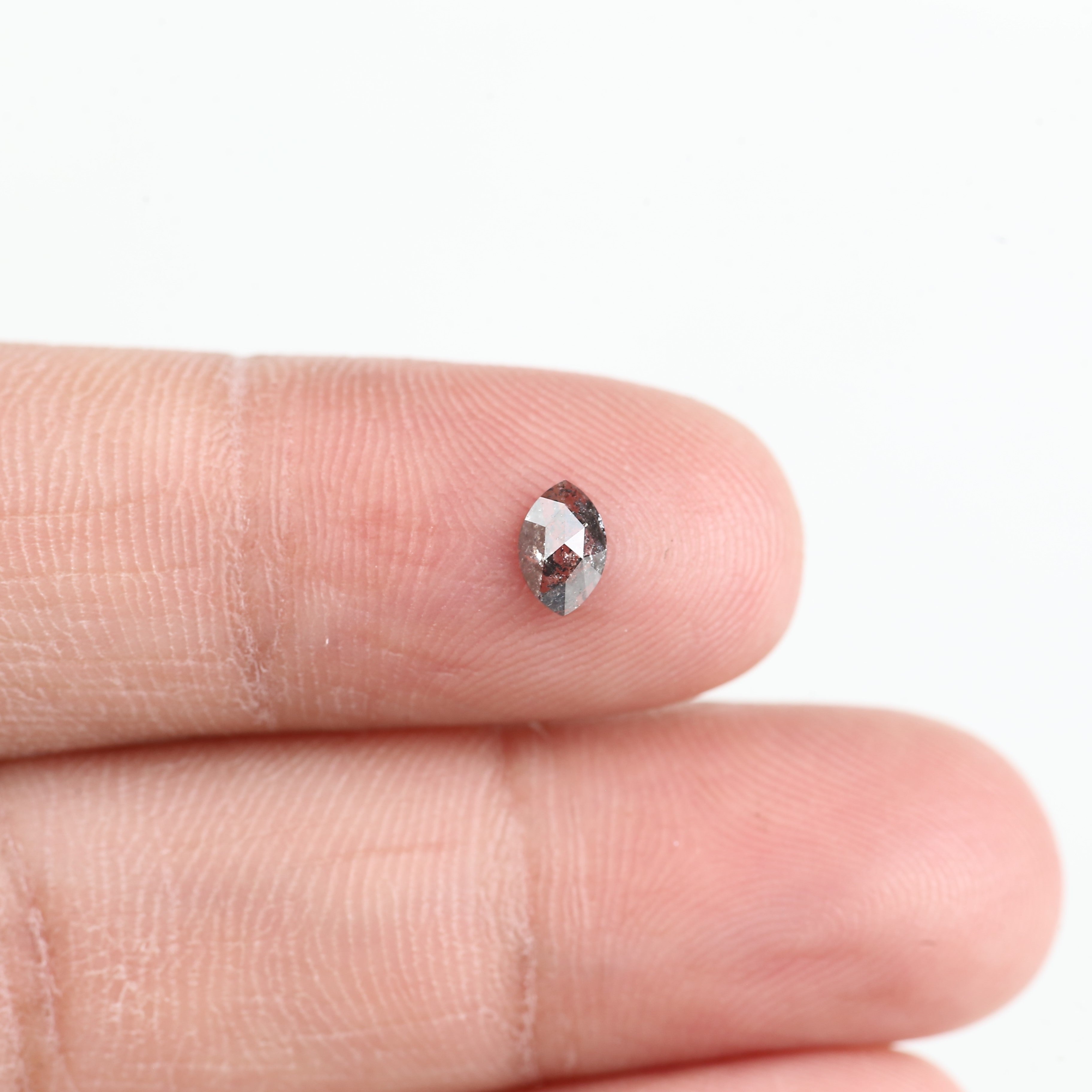 0.27 Carat Marquise Gray Rose Cut Salt and Pepper Diamond 5.50 MM