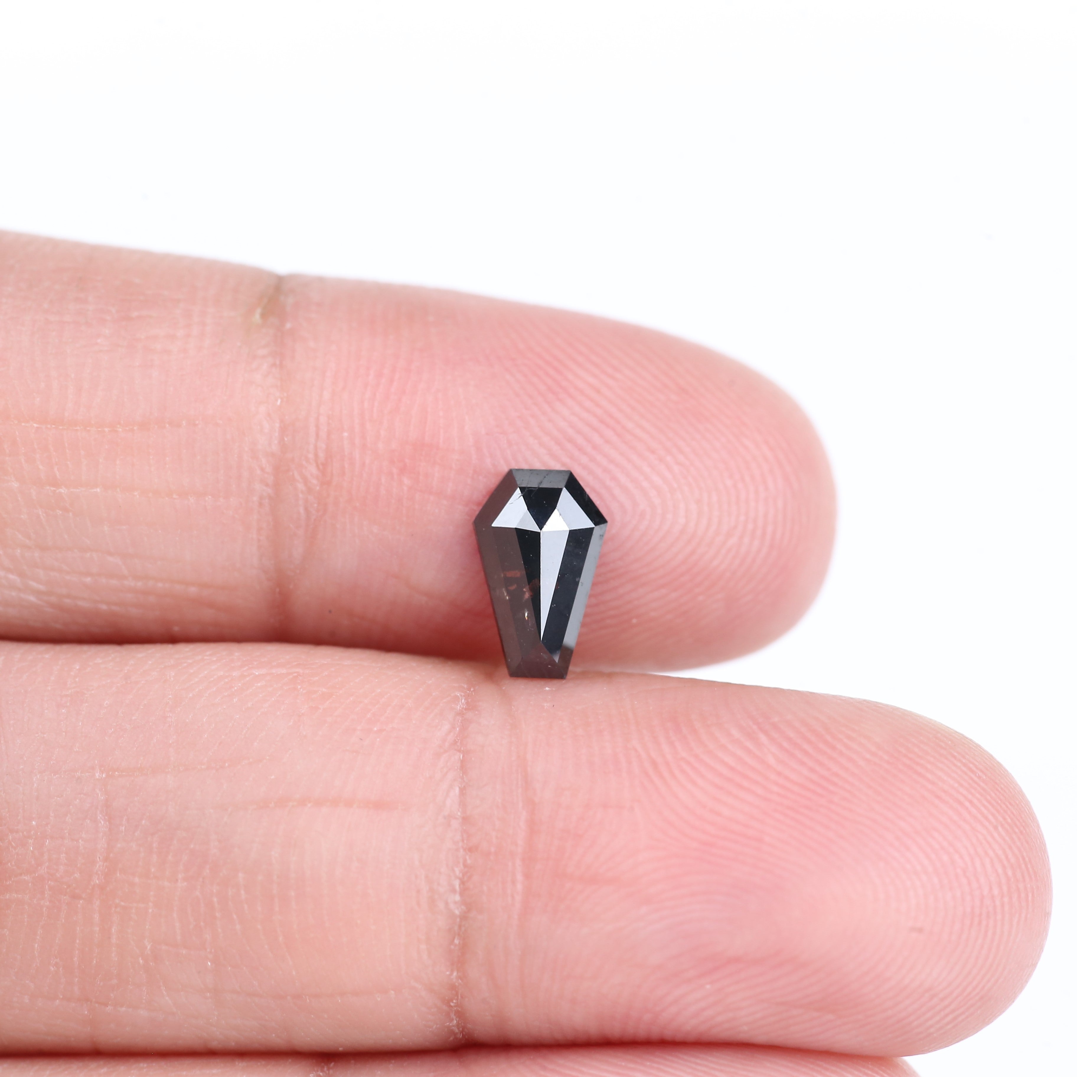 0.72 Carat Natural Black Coffin Cut Salt And Pepper Diamond 8.20 MM