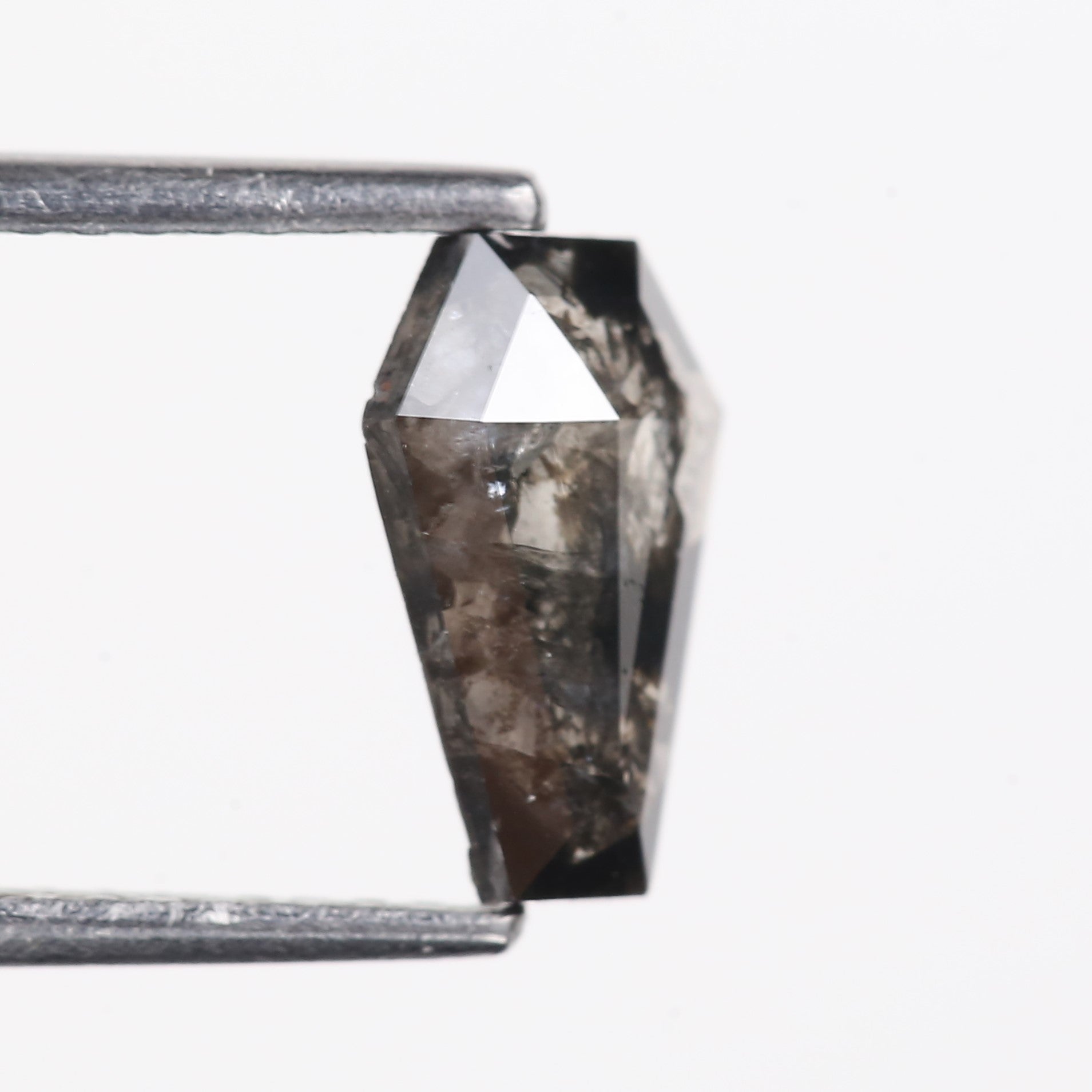 0.88 Carat Natural Black Coffin Cut Salt And Pepper Diamond 9.08 MM