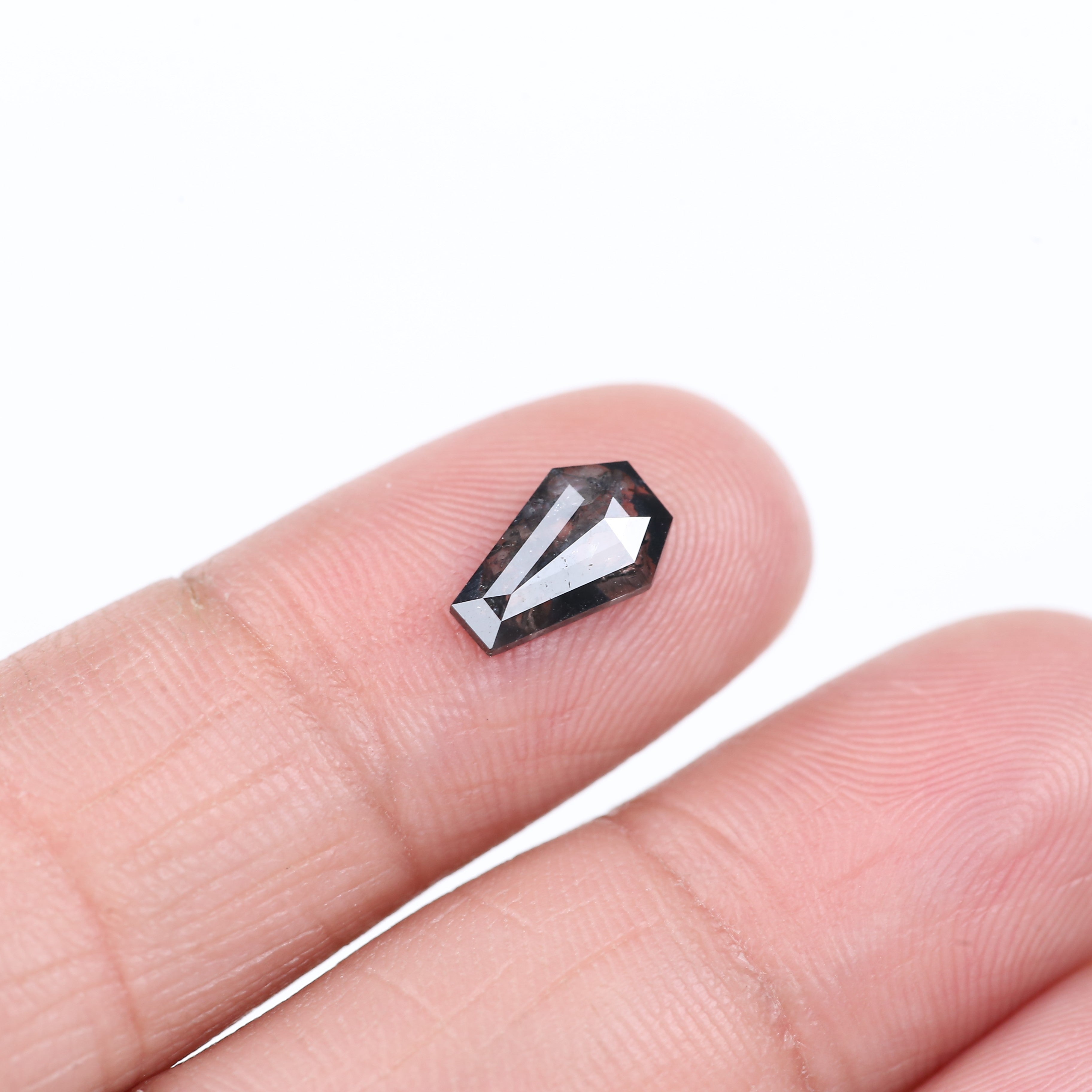0.88 Carat Natural Black Coffin Cut Salt And Pepper Diamond 9.08 MM