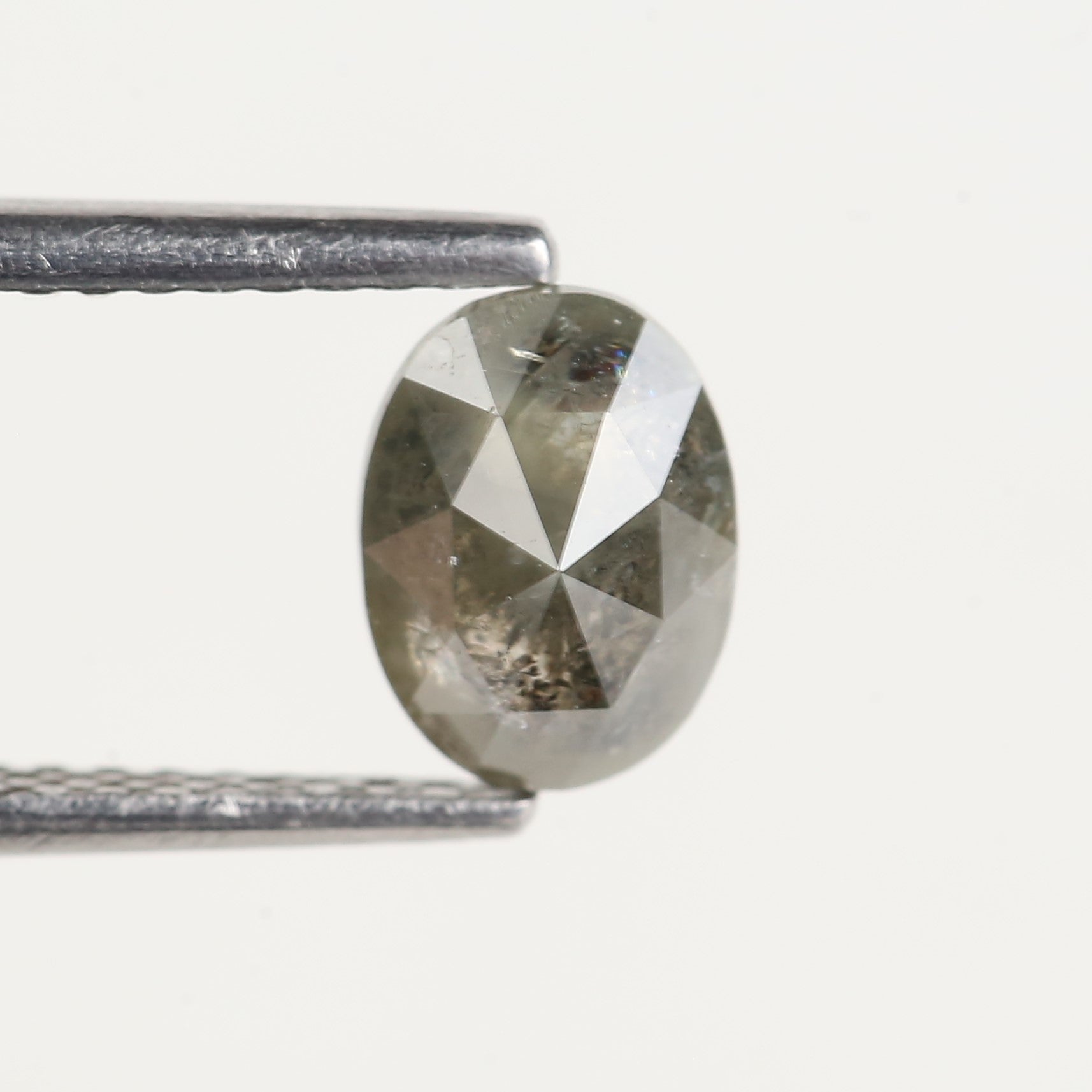 0.98 Carat Natural Oval Cut Grey Green Salt and Pepper Diamond 6.90 MM