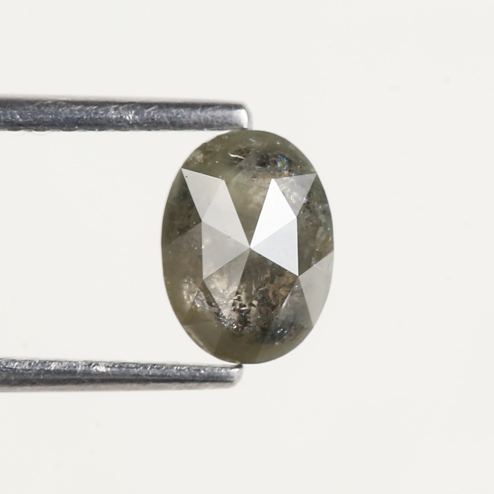 0.98 Carat Natural Oval Cut Grey Green Salt and Pepper Diamond 6.90 MM