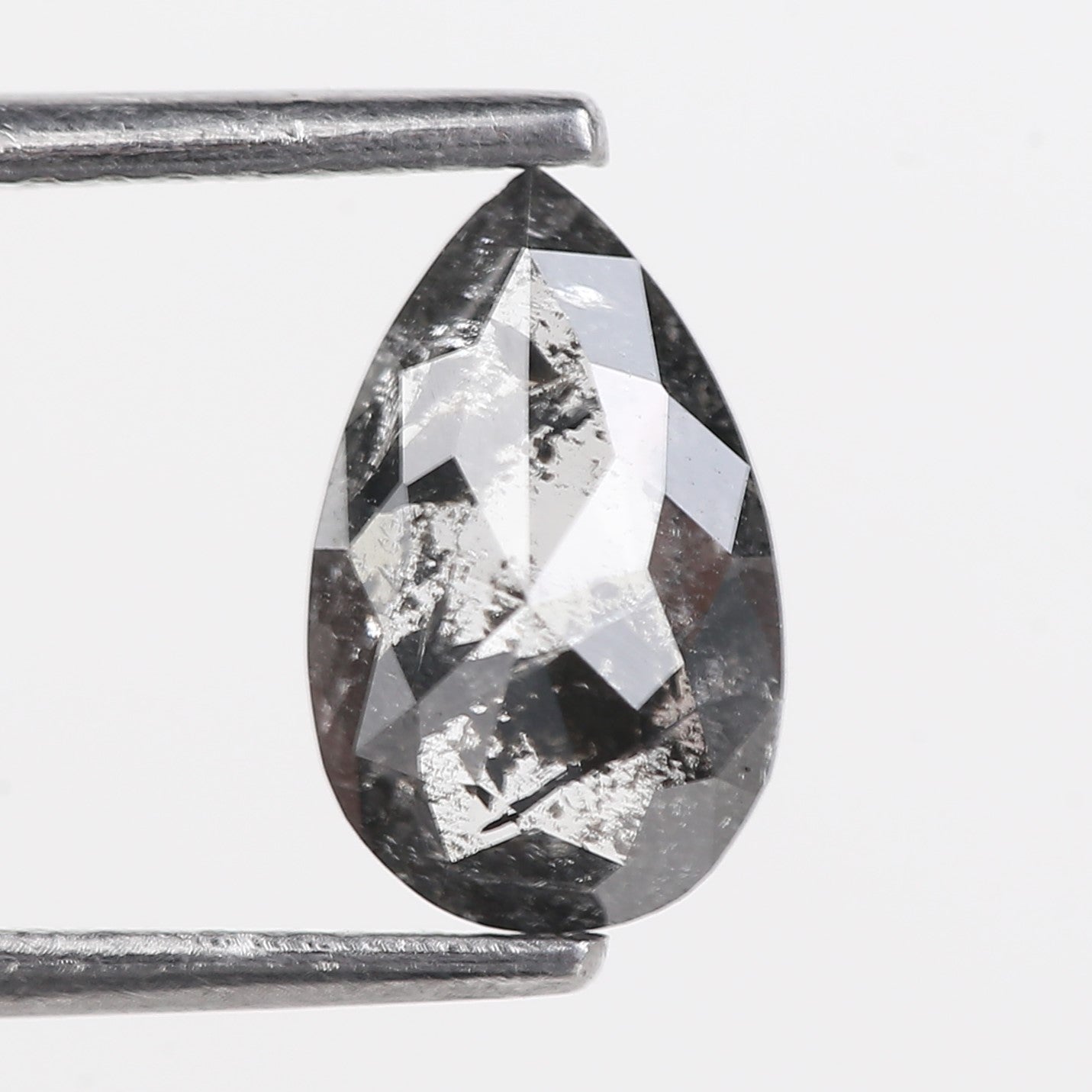 0.87 Carat Natural Grey Pear Cut Loose Salt And Pepper Diamond 8.86 MM