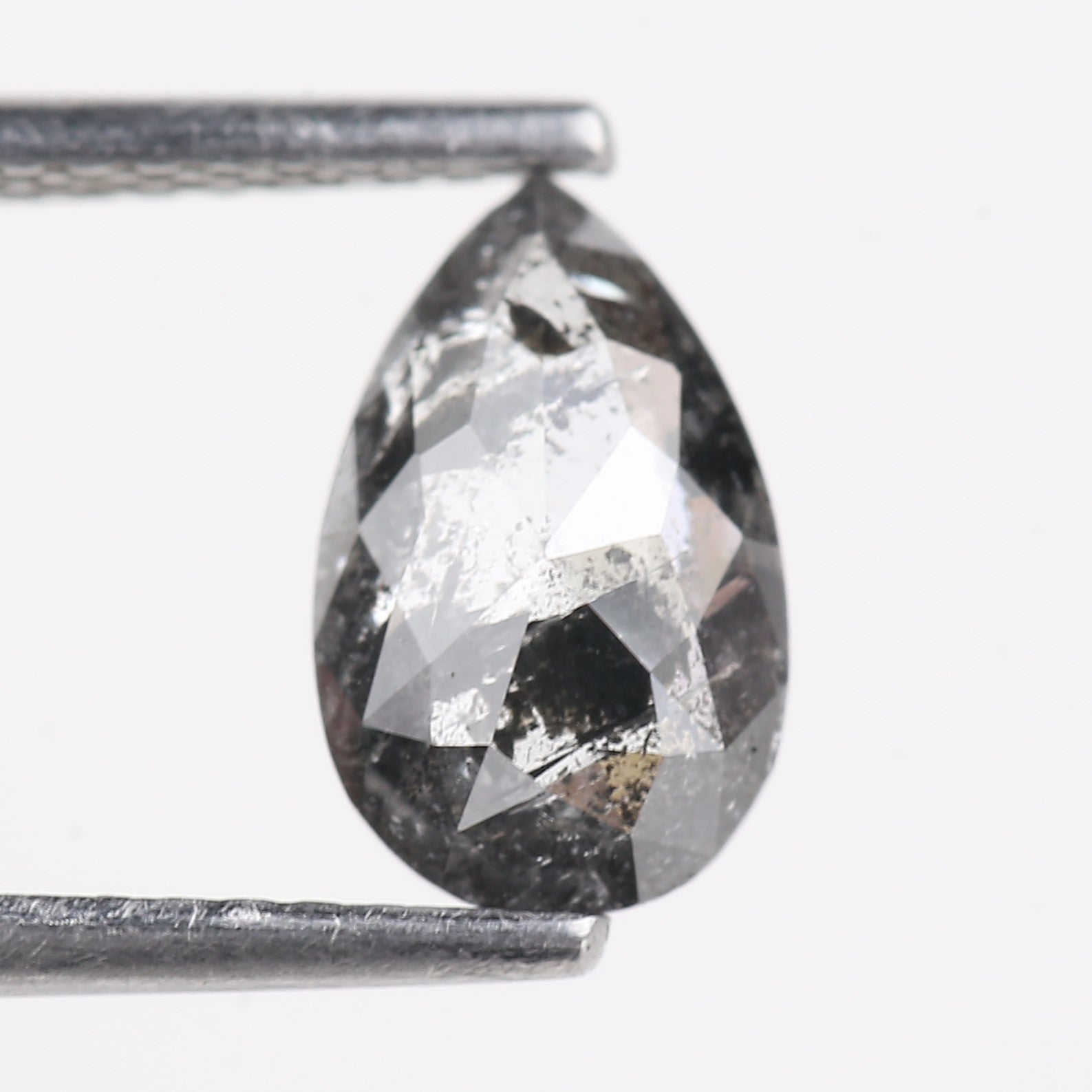 0.87 Carat Natural Grey Pear Cut Loose Salt And Pepper Diamond 8.86 MM