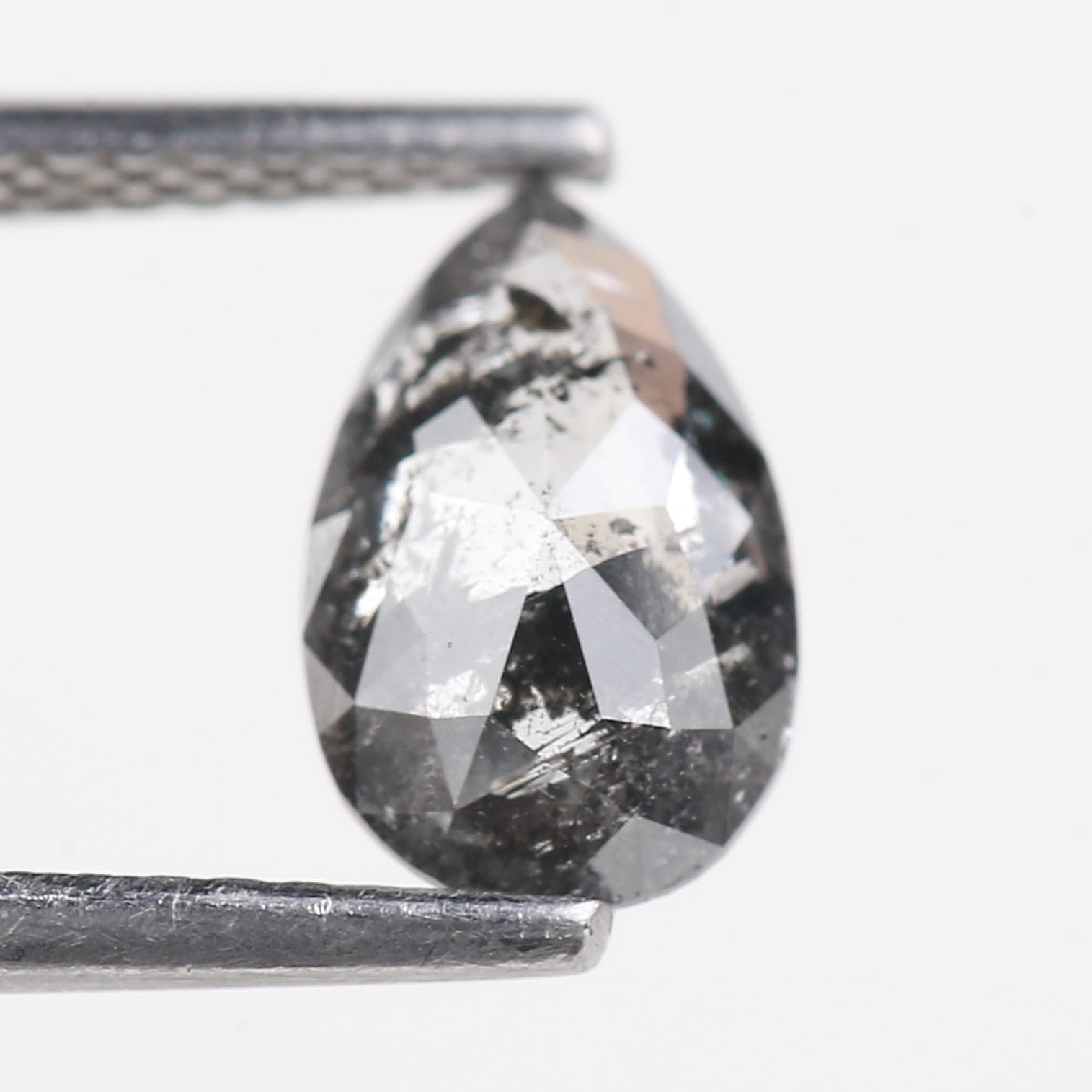 0.87 Carat Natural Grey Pear Cut Loose Salt And Pepper Diamond 8.86 MM