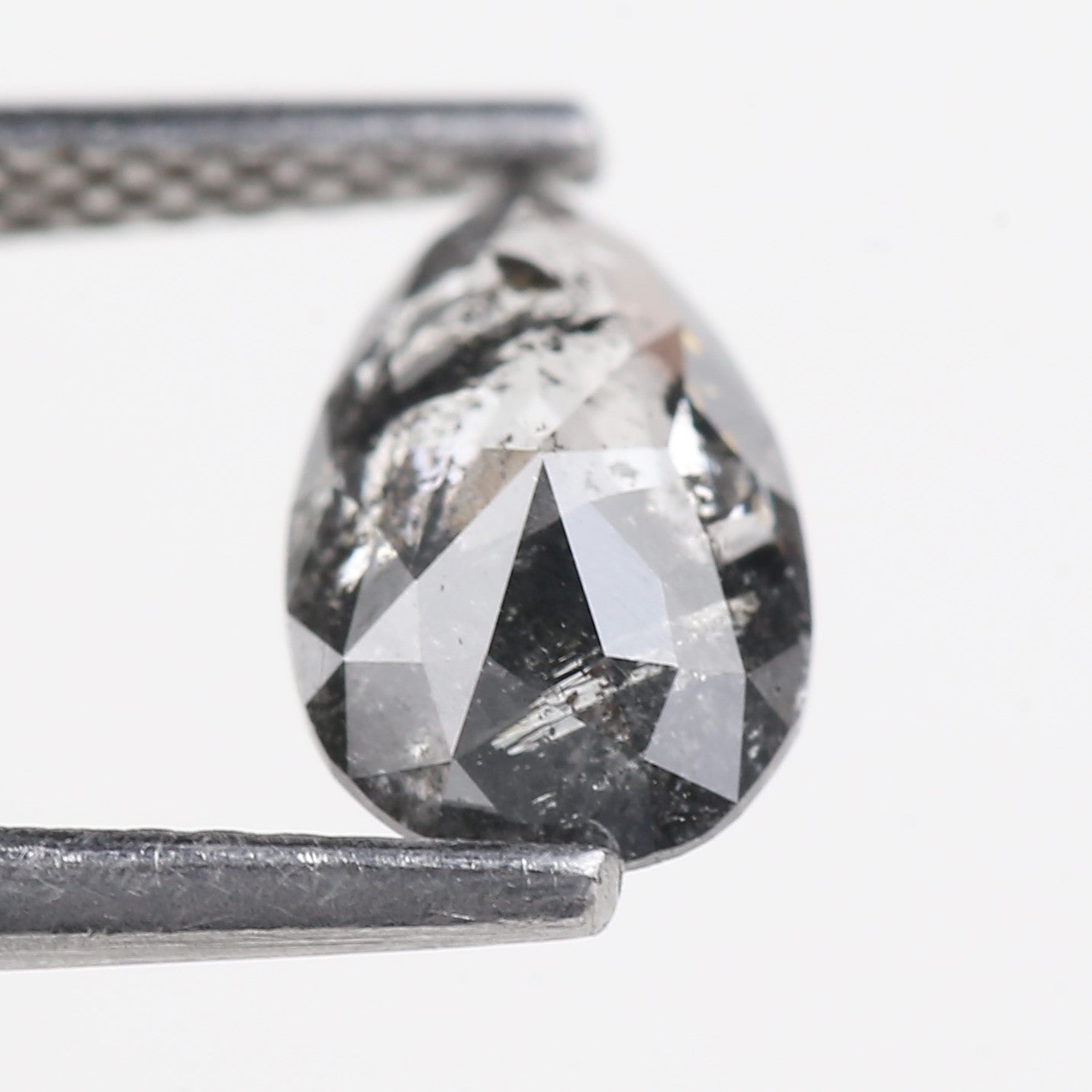 0.87 Carat Natural Grey Pear Cut Loose Salt And Pepper Diamond 8.86 MM