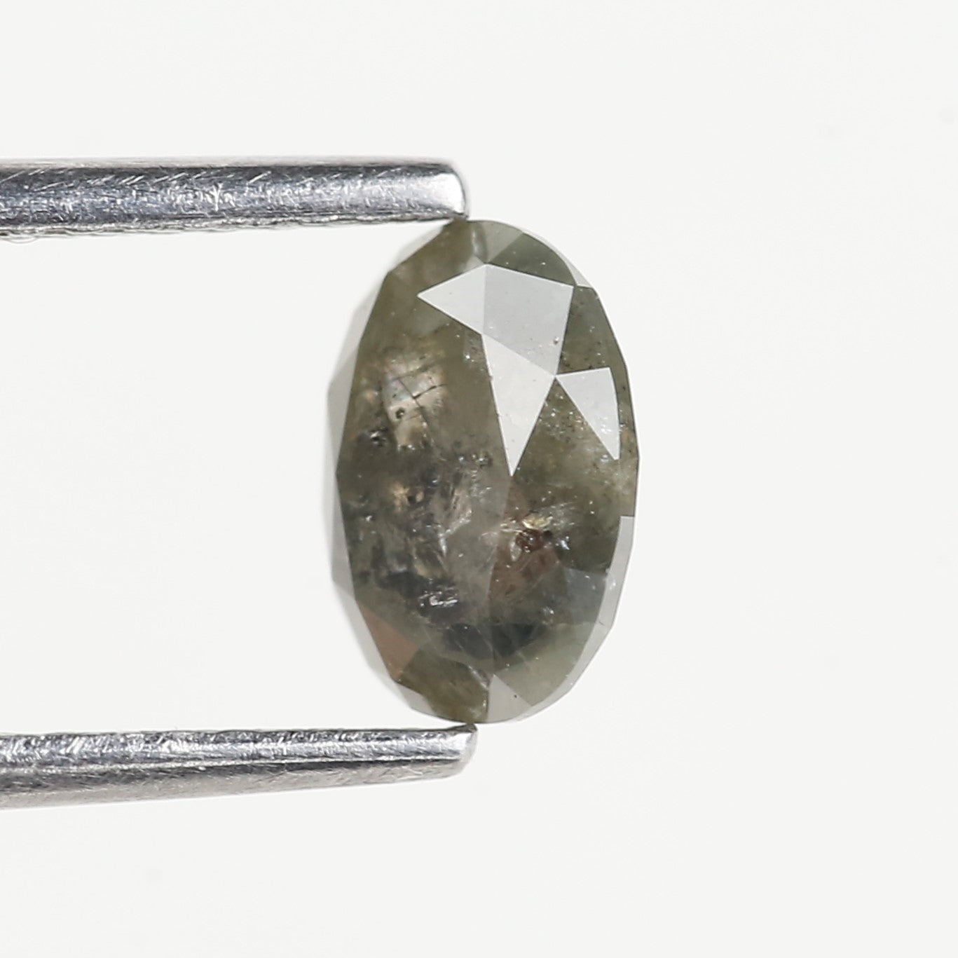 0.98 Carat Natural Oval Cut Grey Green Salt and Pepper Diamond 6.90 MM