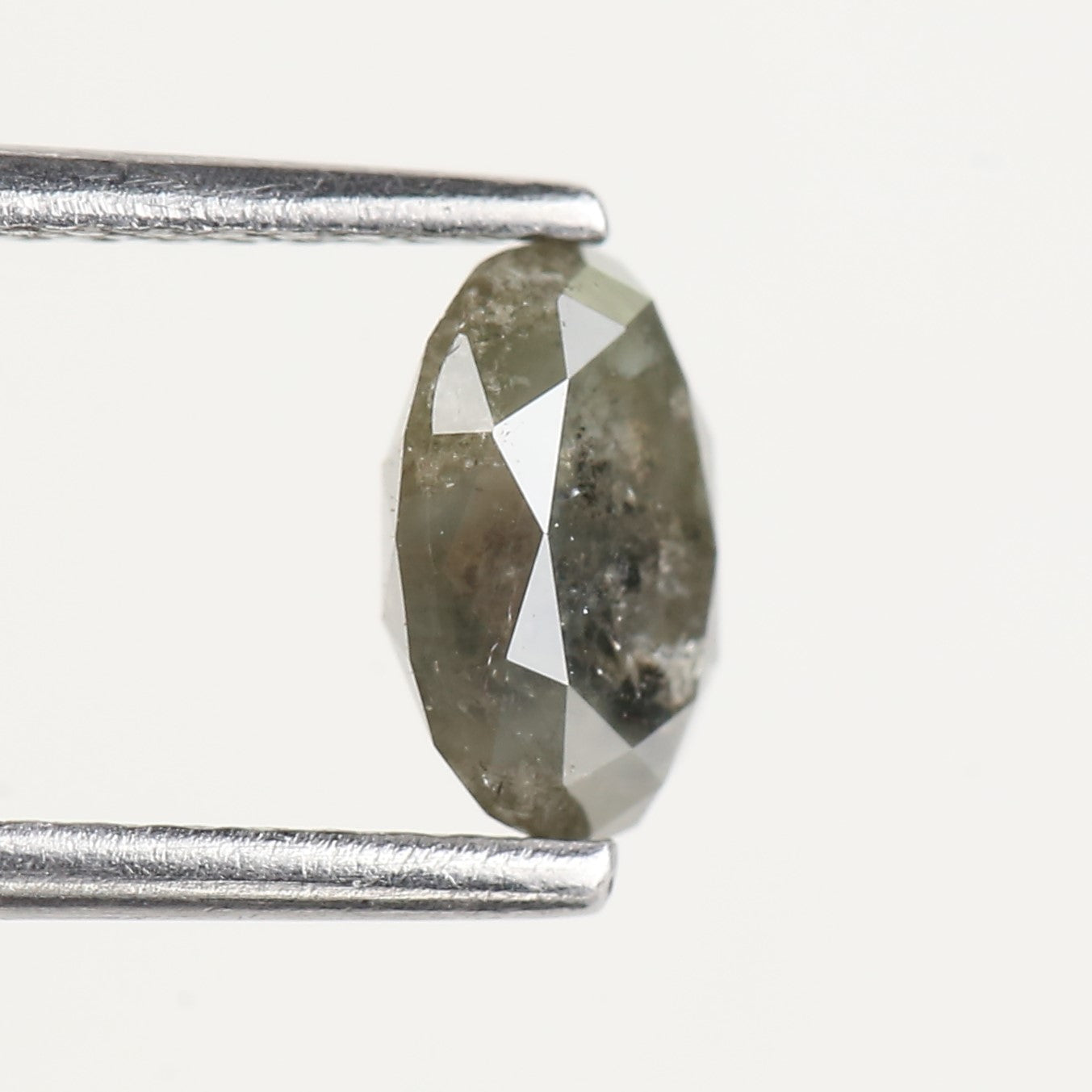 0.98 Carat Natural Oval Cut Grey Green Salt and Pepper Diamond 6.90 MM