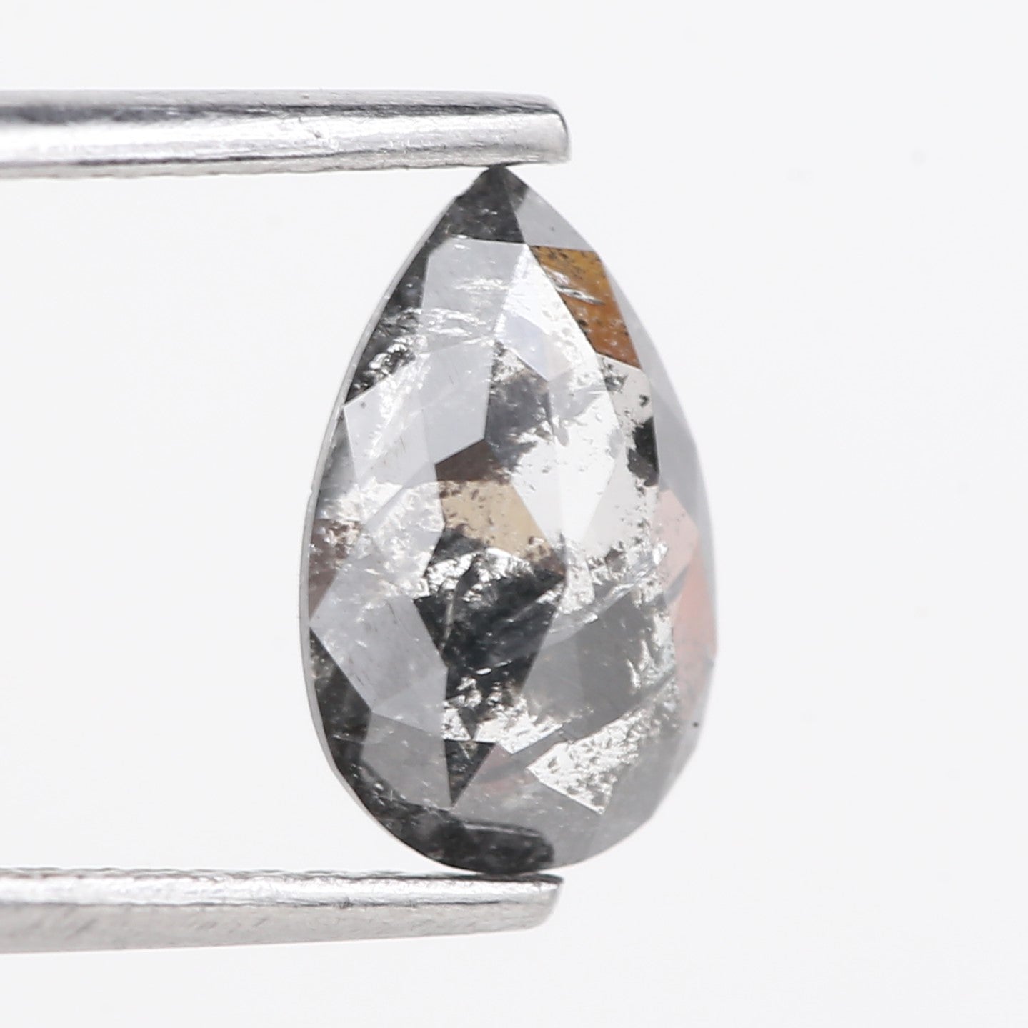 0.87 Carat Natural Grey Pear Cut Loose Salt And Pepper Diamond 8.86 MM