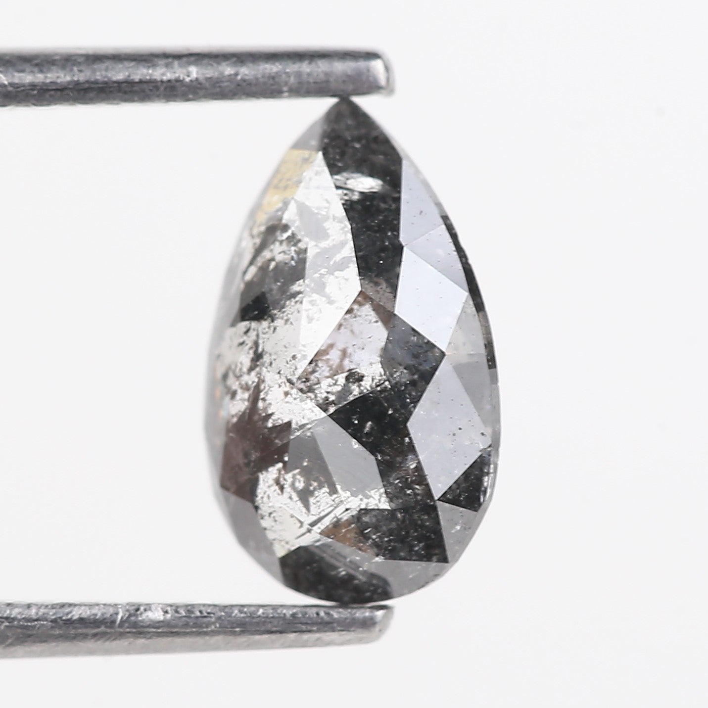 0.87 Carat Natural Grey Pear Cut Loose Salt And Pepper Diamond 8.86 MM