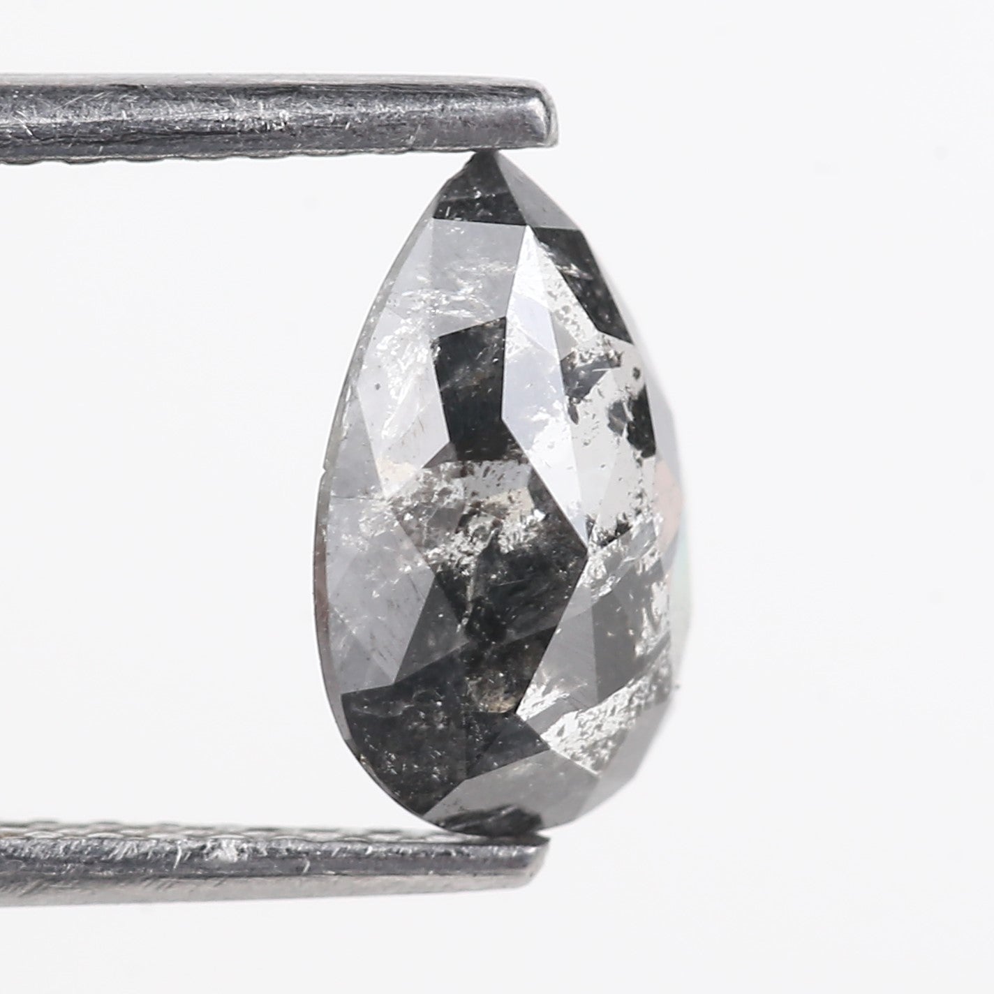 0.87 Carat Natural Grey Pear Cut Loose Salt And Pepper Diamond 8.86 MM