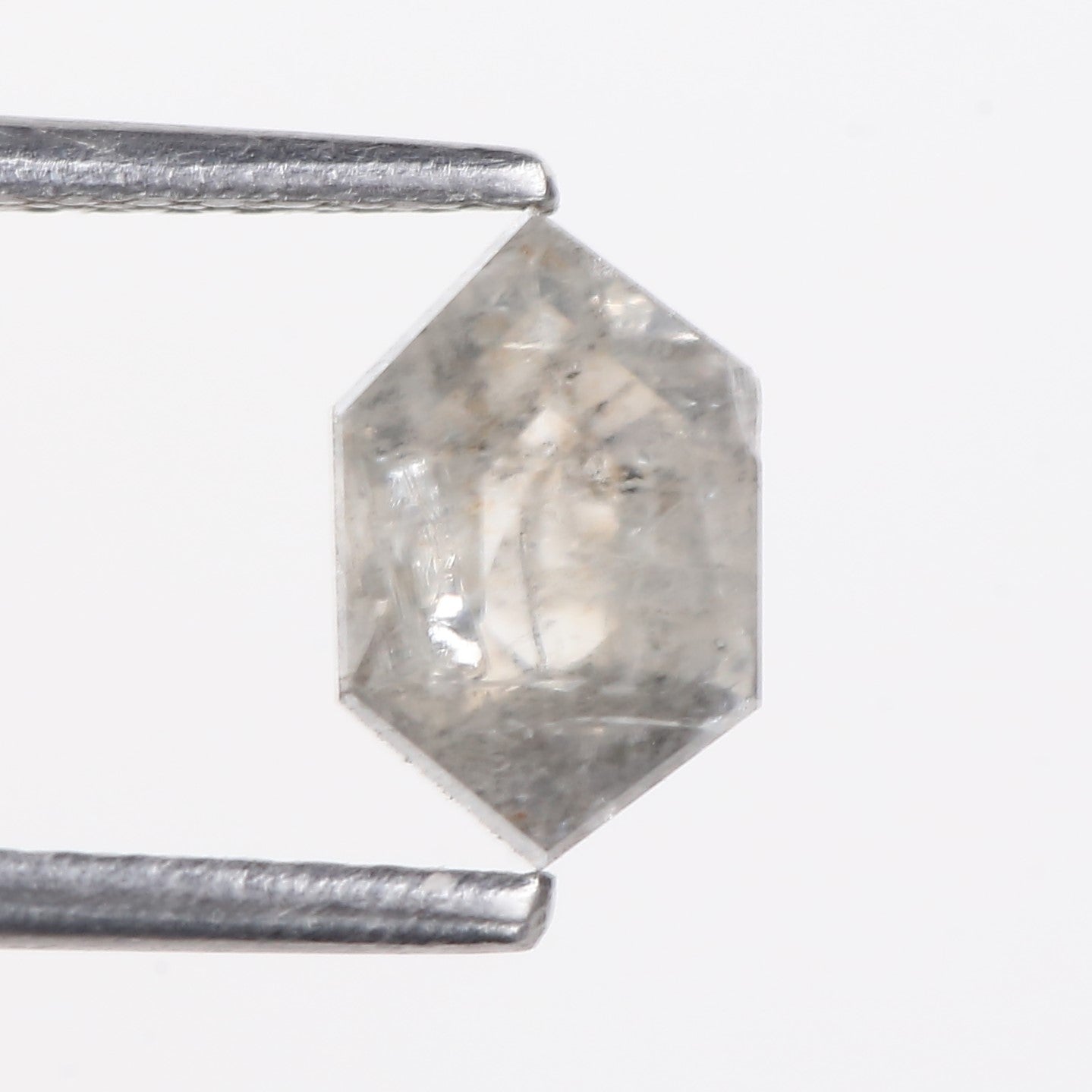 0.73 Carat Natural Gray Hexagon Cut Salt And Pepper Diamond 7.38 MM